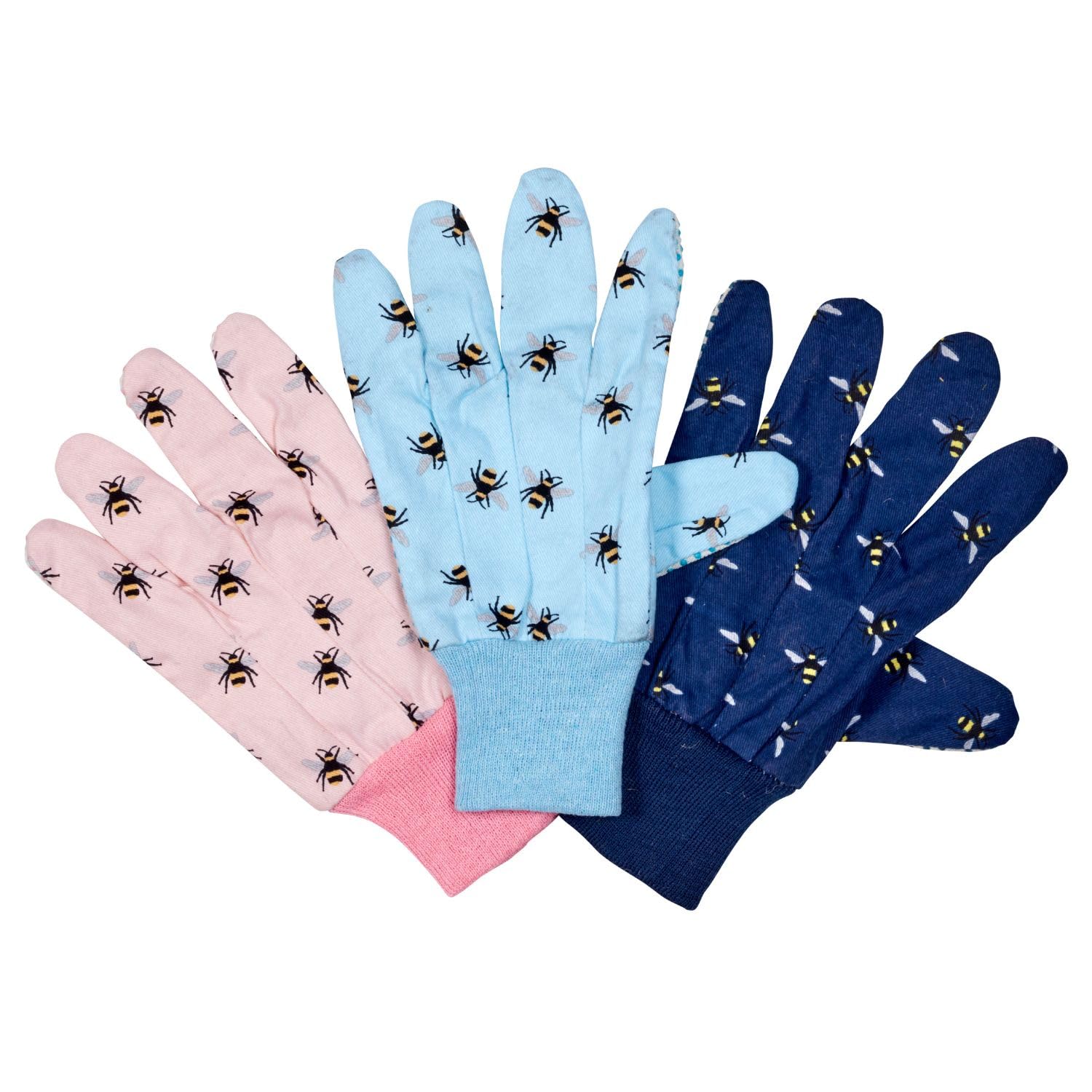 Bramley & Sage Briers Ladies Triple Pack Bee Print Cotton Gardening Gloves