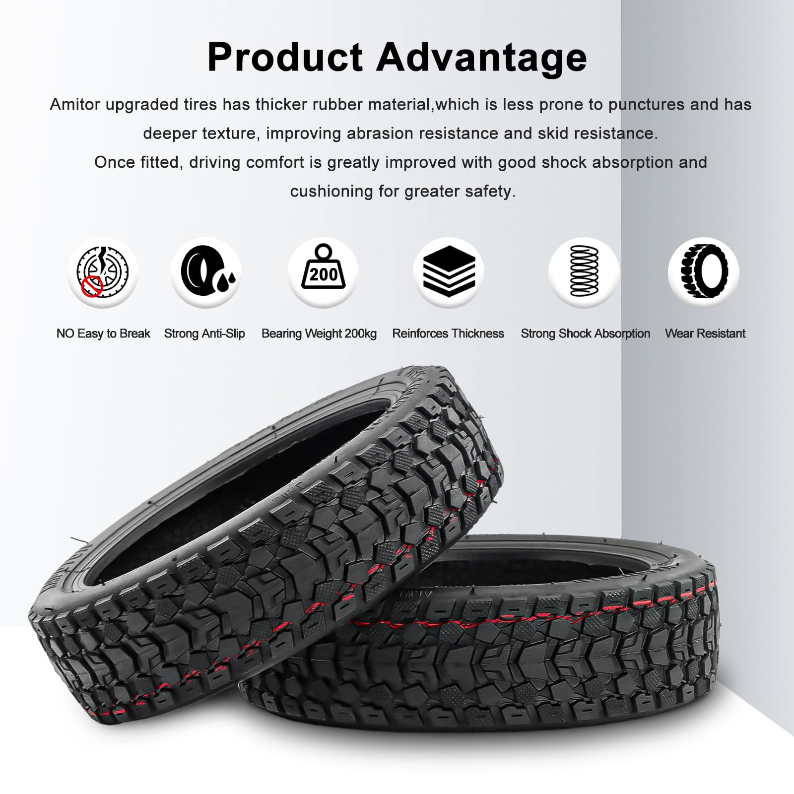 8,5 Pollici Gomma a Vuoto con Valvola per Xiaomi Monopattino Elettrico, Ruota Monopattino Elettrico 8 1/2 x2, Pneumatico Tubeless 50/75-6.1, Gomme di Ricambio con Antiscivolo e Abrasione