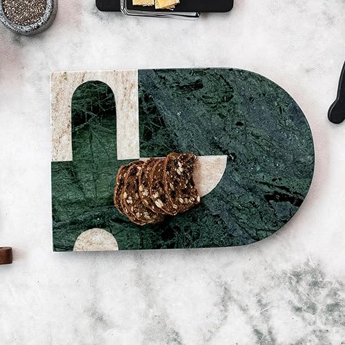 Miniatura 6 de Bloomingville Cortadora compacta de queso de mármol y tabla de cortar con diseño abstracto, verde