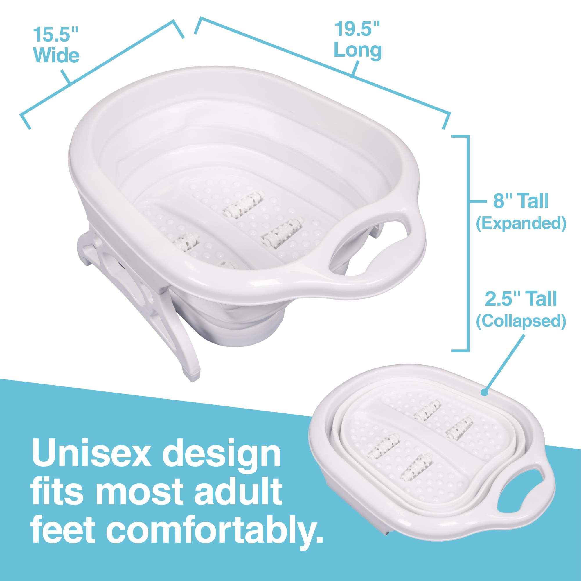 Buy ZenToes Collapsible Foot Soaking Bath Tub with Massage Rollers for