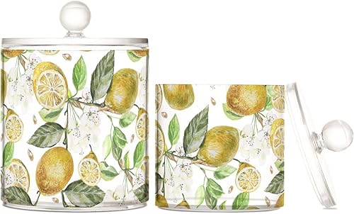 Tarros de limón con tapas, tarros de baño, tarros pequeños, dispensador de hisopos de algodón para dormitorio, artículos esenciales para estudiantes
