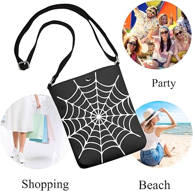 ENSIANTH Spiders Gift Spider Web Crossbody Purse Movie Fans Gifts for Spider Lovers Web Print Messenger Bag with Strap