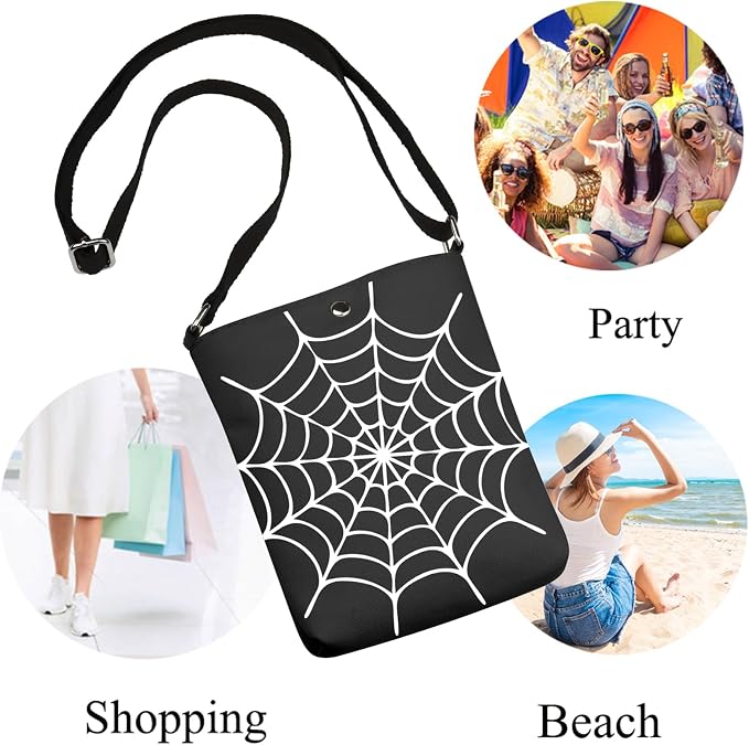 ENSIANTH Spiders Gift Spider Web Crossbody Purse Movie Fans Gifts for Spider Lovers Web Print Messenger Bag with Strap