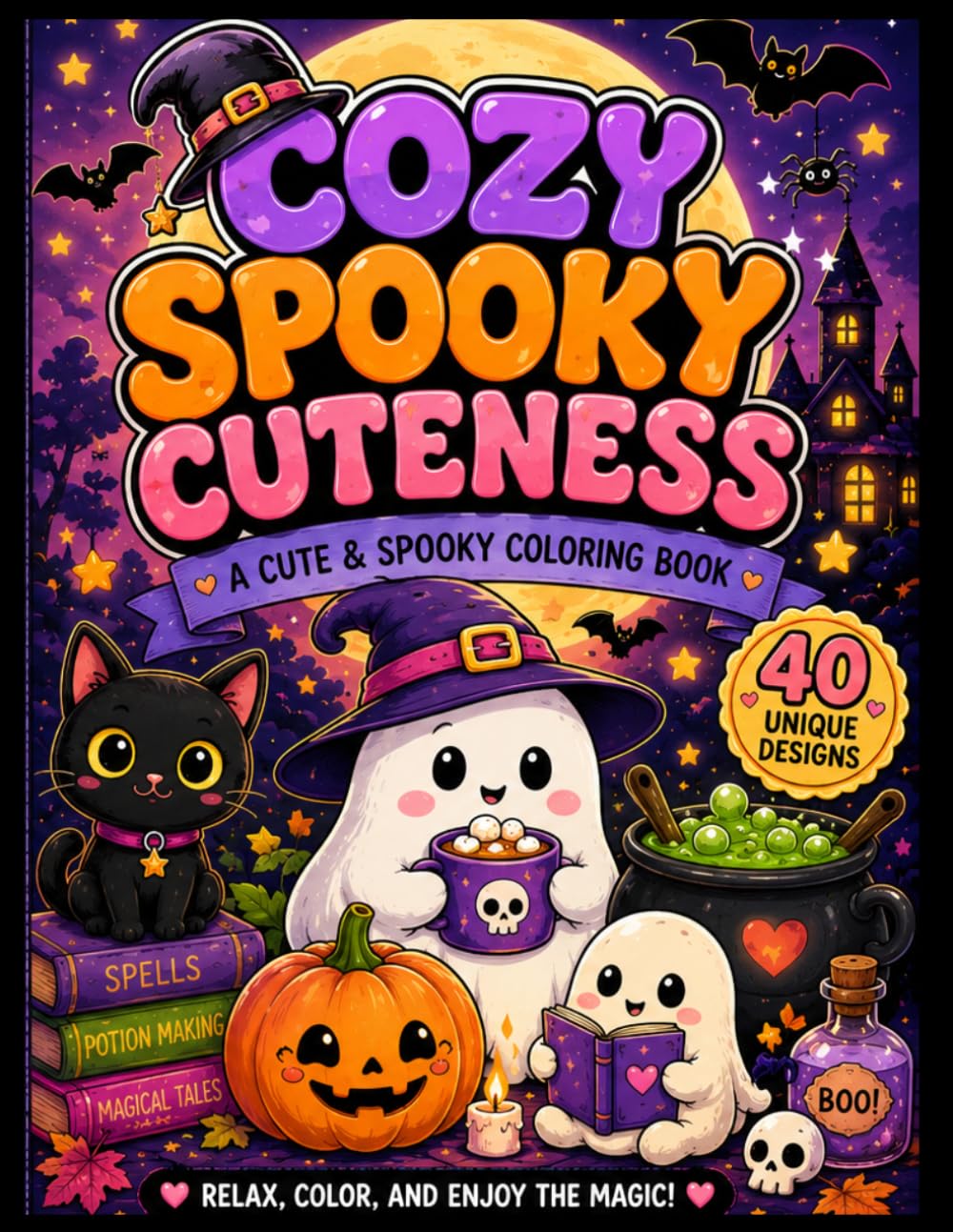 Cozy Spooky Cuteness: A Cute & Spooky Coloring Book