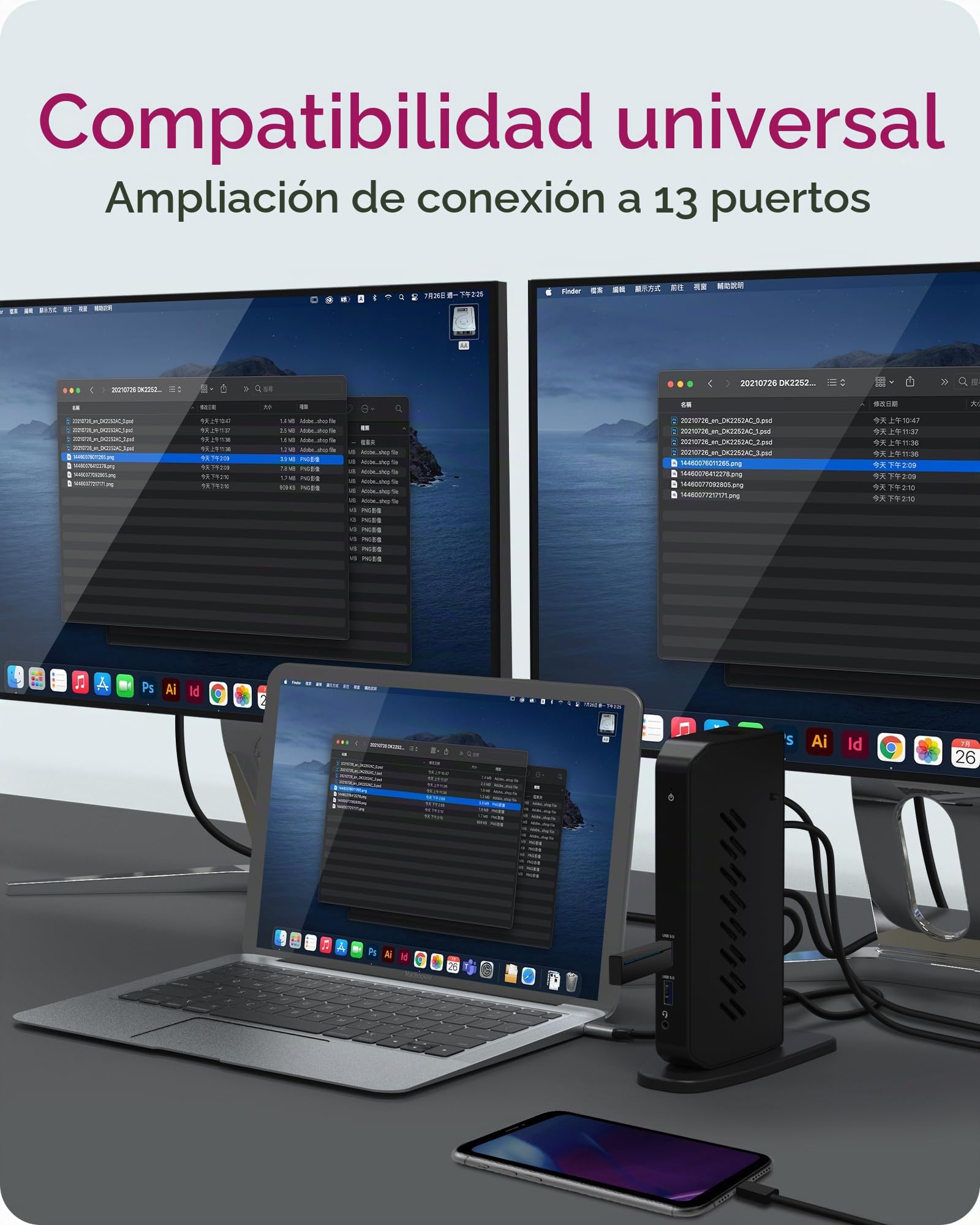 ICY BOX IB-DK2241AC USB 3.0 - Estación de carga para portátil (2 puertos USB 3.0, 2 puertos de vídeo (HDMI+DVI), 1 puerto Gigabit LAN, 4 puertos USB 2.0, entrada de audio (IN/OUT))