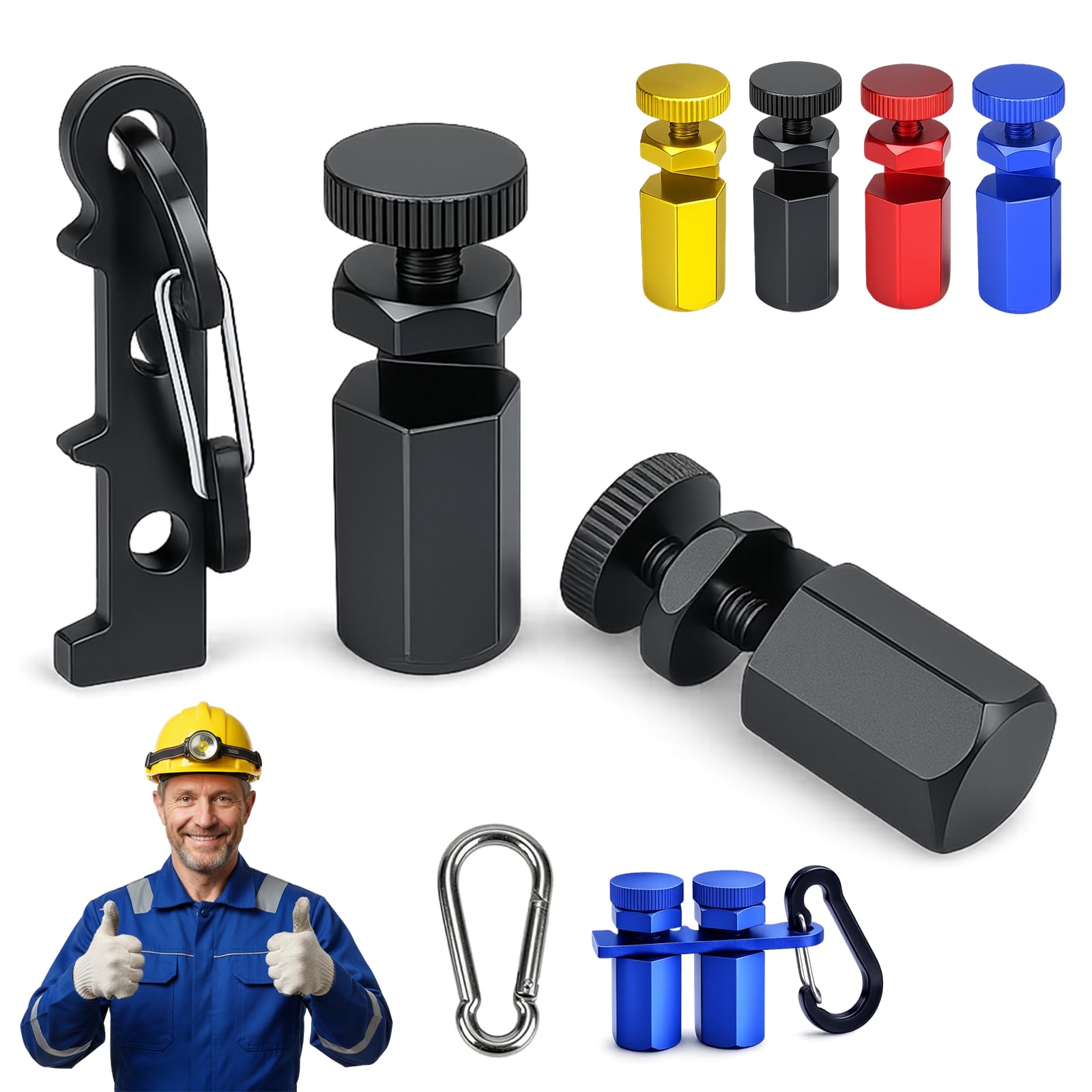 2 Pcs Tall Stair Gauges for Framing Square, Aluminum Alloy Hexagonal Stair Stringer Layout Jig with Holder & Hook, Circular Saw Guide Attachment for Rafter Layout, Carpentry Tools (Black)