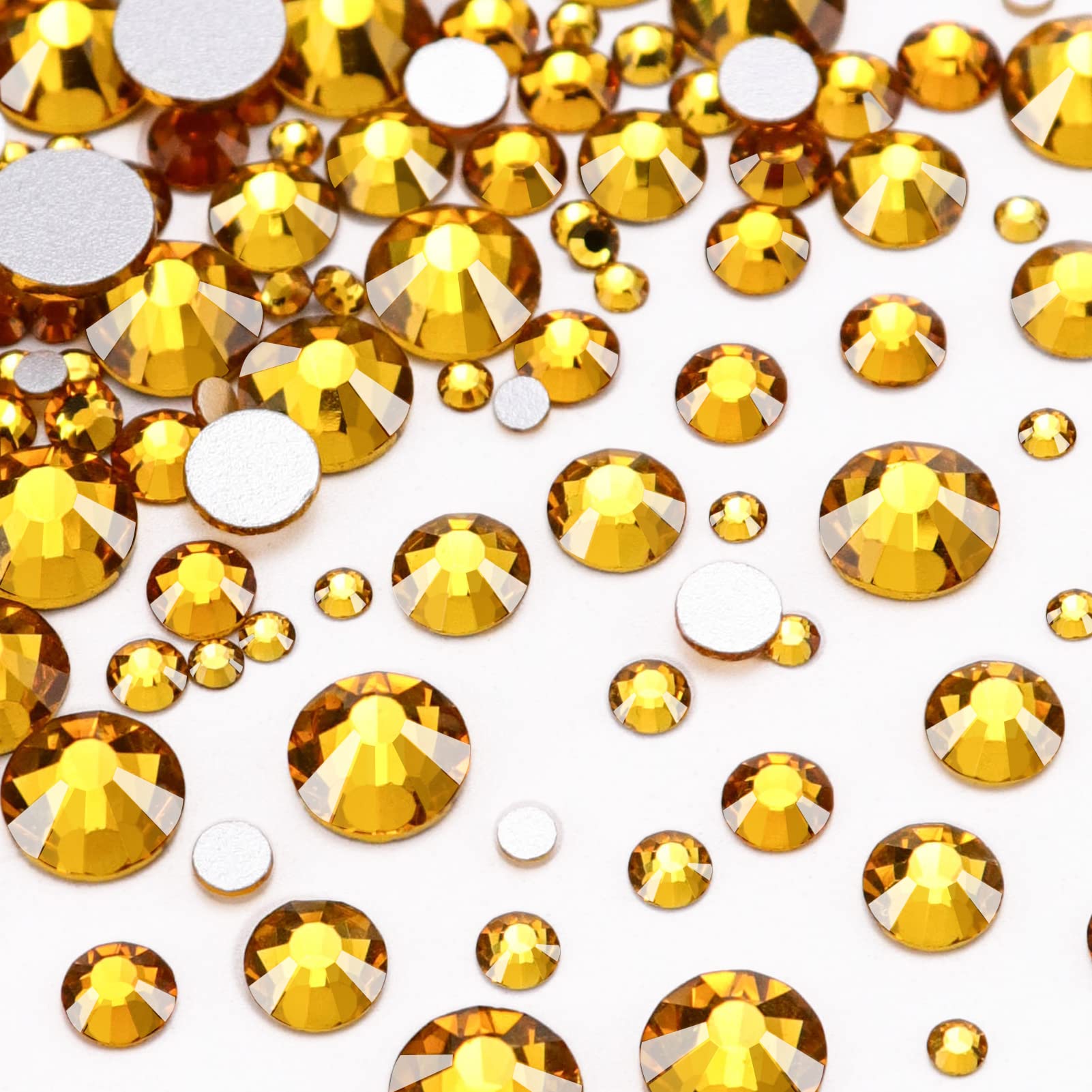 Dowarm 2650 Pieces Flatback Rhinestones for Nails, Craft, Tumblers, Topaz Nail Rhinestones, Flatback Crystal Gems, Loose Bling Glitter Gemstones for Face Art Clothes Jewelry