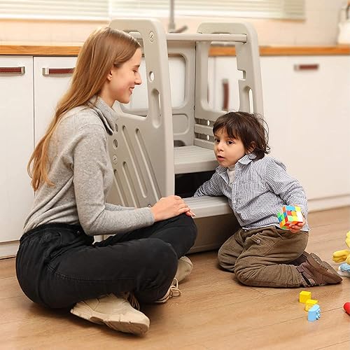 Miniatura 10 de SDADI PLT01PK Taburete de plástico para niños con 3 alturas ajustables, capacidad de 150 libras, almacenamiento integrado y pies de goma