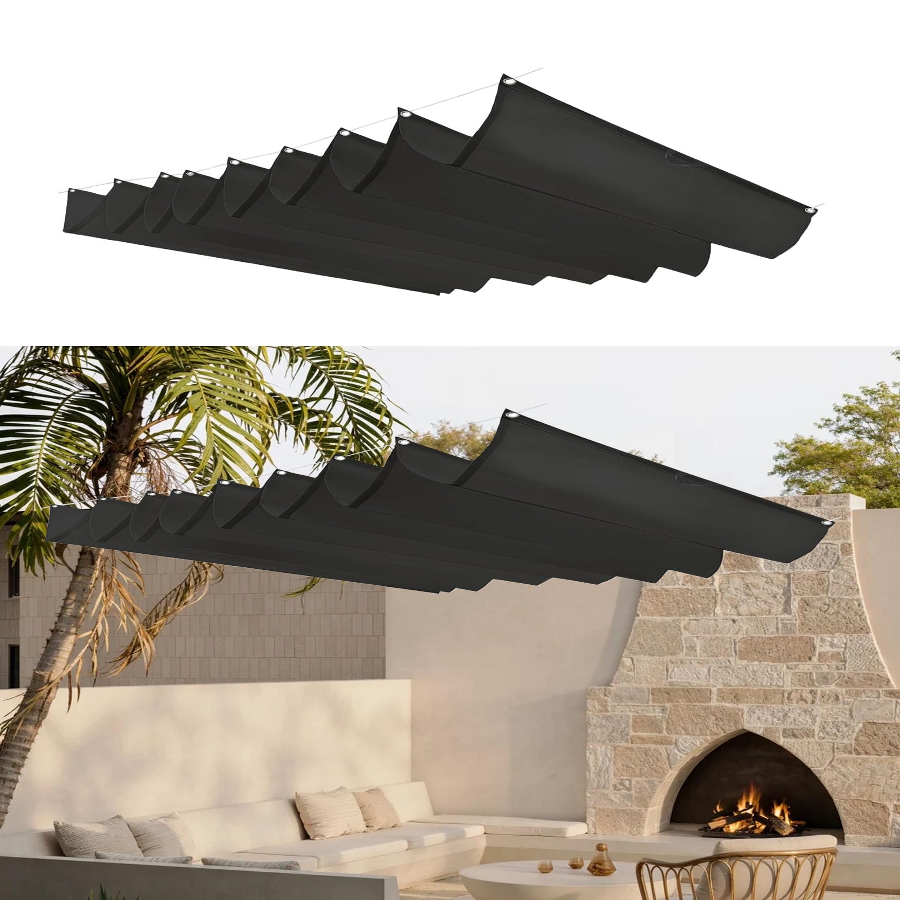 Voiles d'ombrage rétractable pour bloquer la chaleur et la pluie sur le patio