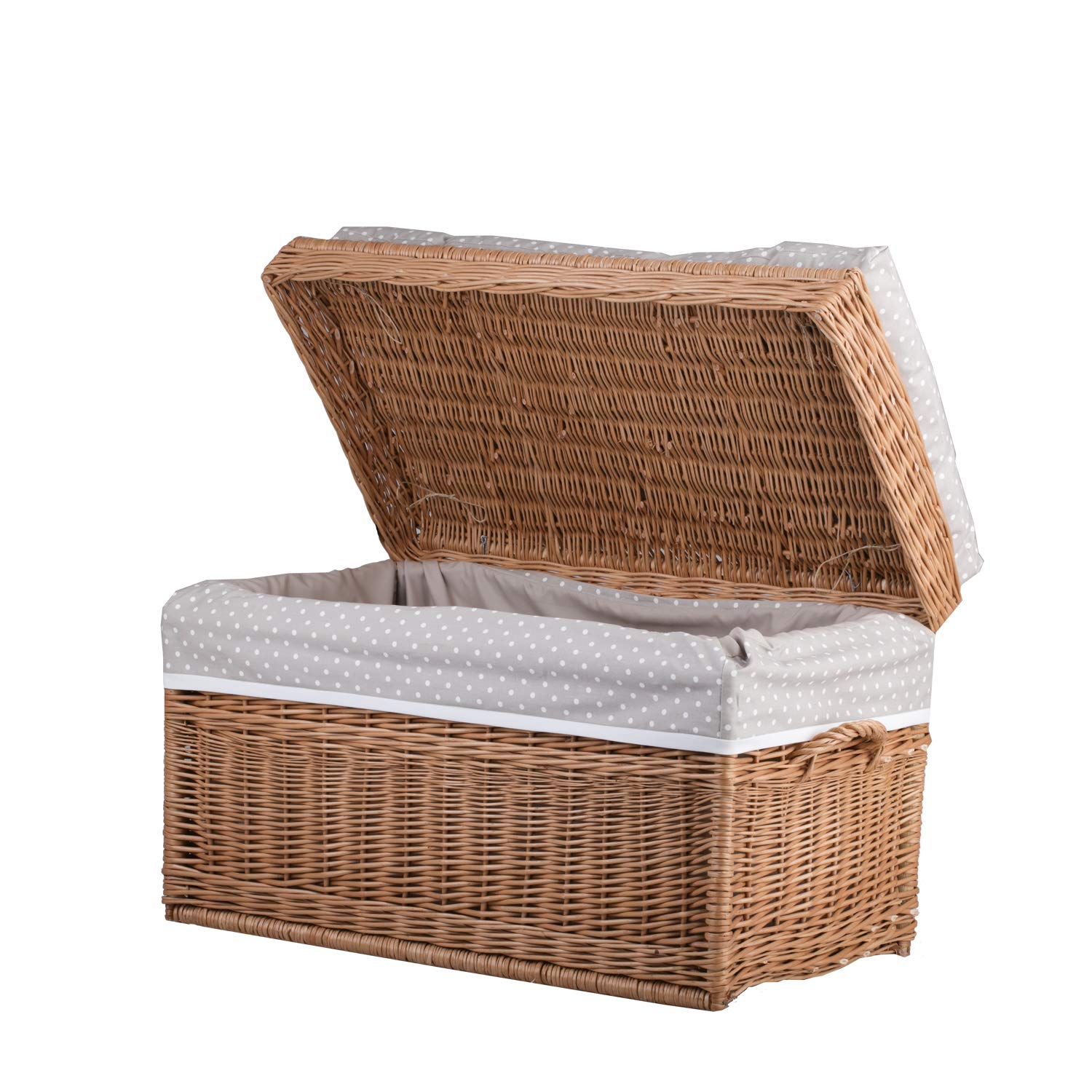 Boîte de rangement en osier naturel avec siège doux - Panier de rangement tissé à la main avec deux poignées - Panier à jouets vintage multifonction avec couvercle