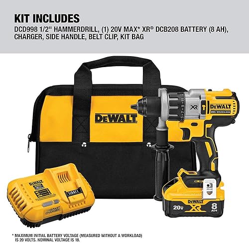Vista 2 de DEWALT Kit de combinación de taladro martillo/destornillador de 20 V MAX XR con tecnología de herramienta de detección de potencia, 1/2 pulgada