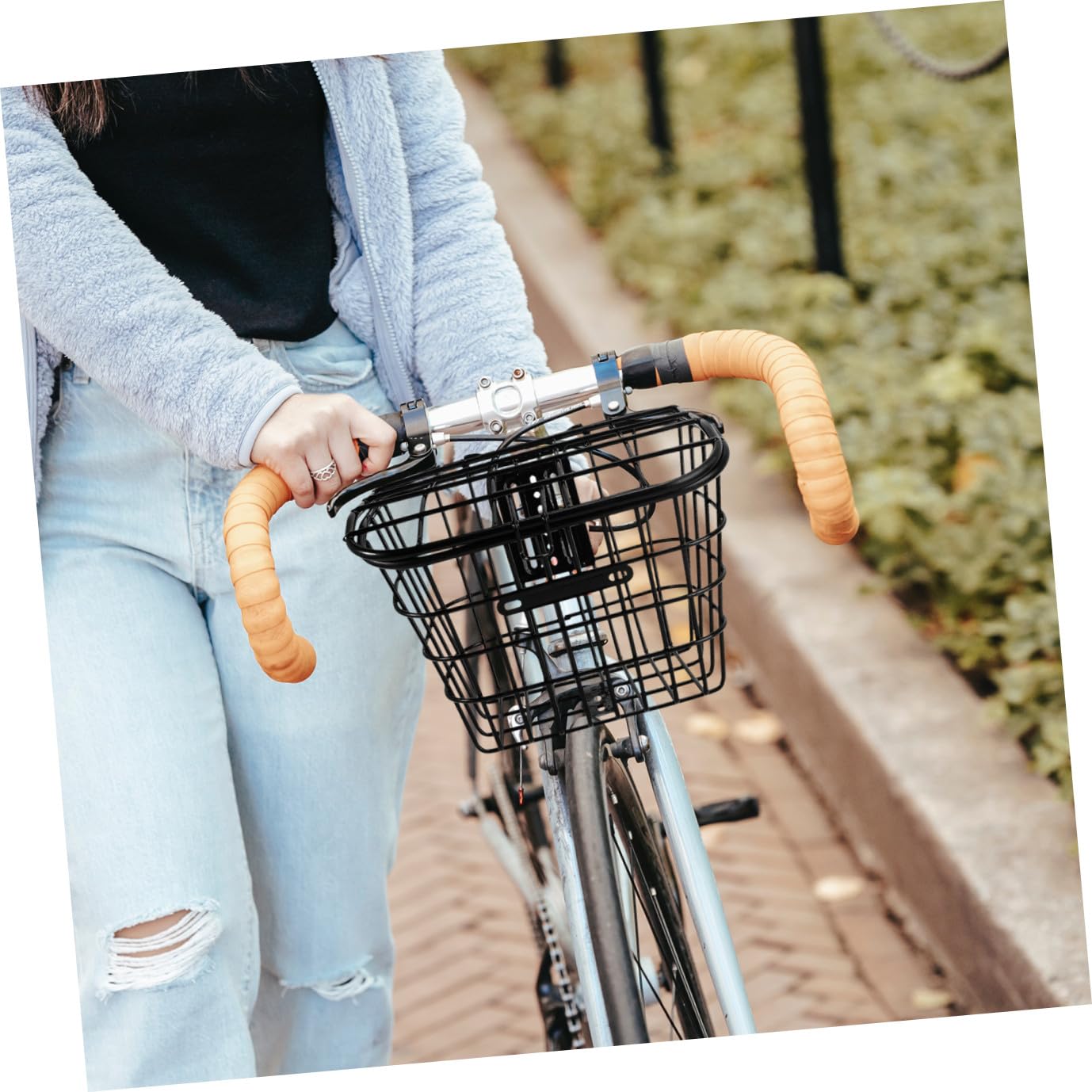 TOYANDONA Cestino e Resistente alla Corrosione Nero in Acciaio Inossidabile Pratico Accessori per Installazione Semplificata per Bicicletta e Veicolo Elettrico