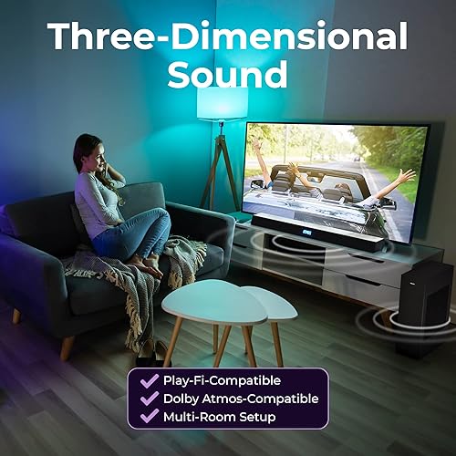 Miniatura 5 de Philips Barra de sonido con subwoofer inalámbrico, barra de sonido Dolby Atmos para TV, sistema de sonido envolvente Bluetooth de 2.1 canales para