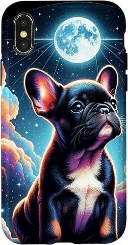 Miniatura 7 de Funda para iPhone SE (2020)  7  8 Bulldog Francés Puppy Under The Moon In Space