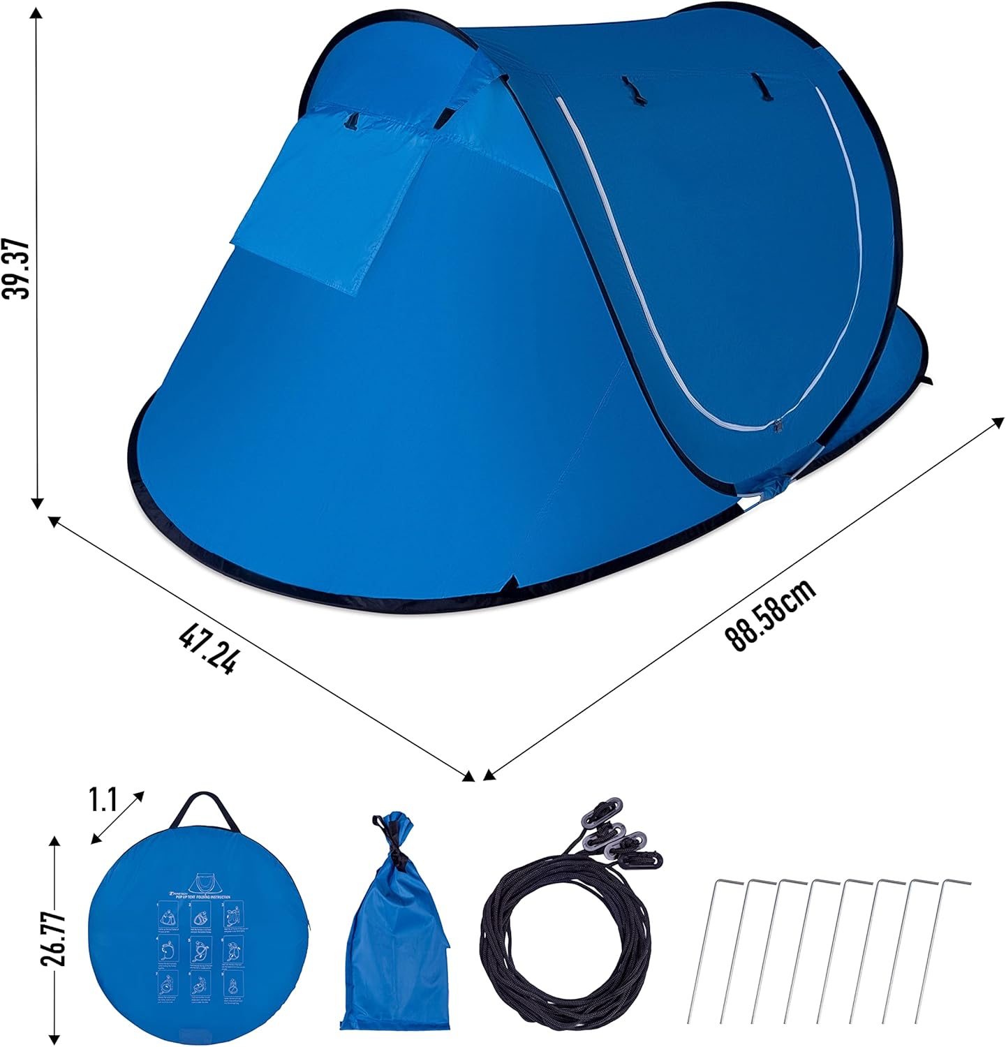 Zento Best Pop Up Beach Tent TA17 - Tent Pop Up Automatic Instant Portable Cabana – Camping Easy Set Up Windproof, Waterproof, Canopy - 3-4 Person Sunshade Shelter with UV Protection and Carry Bag