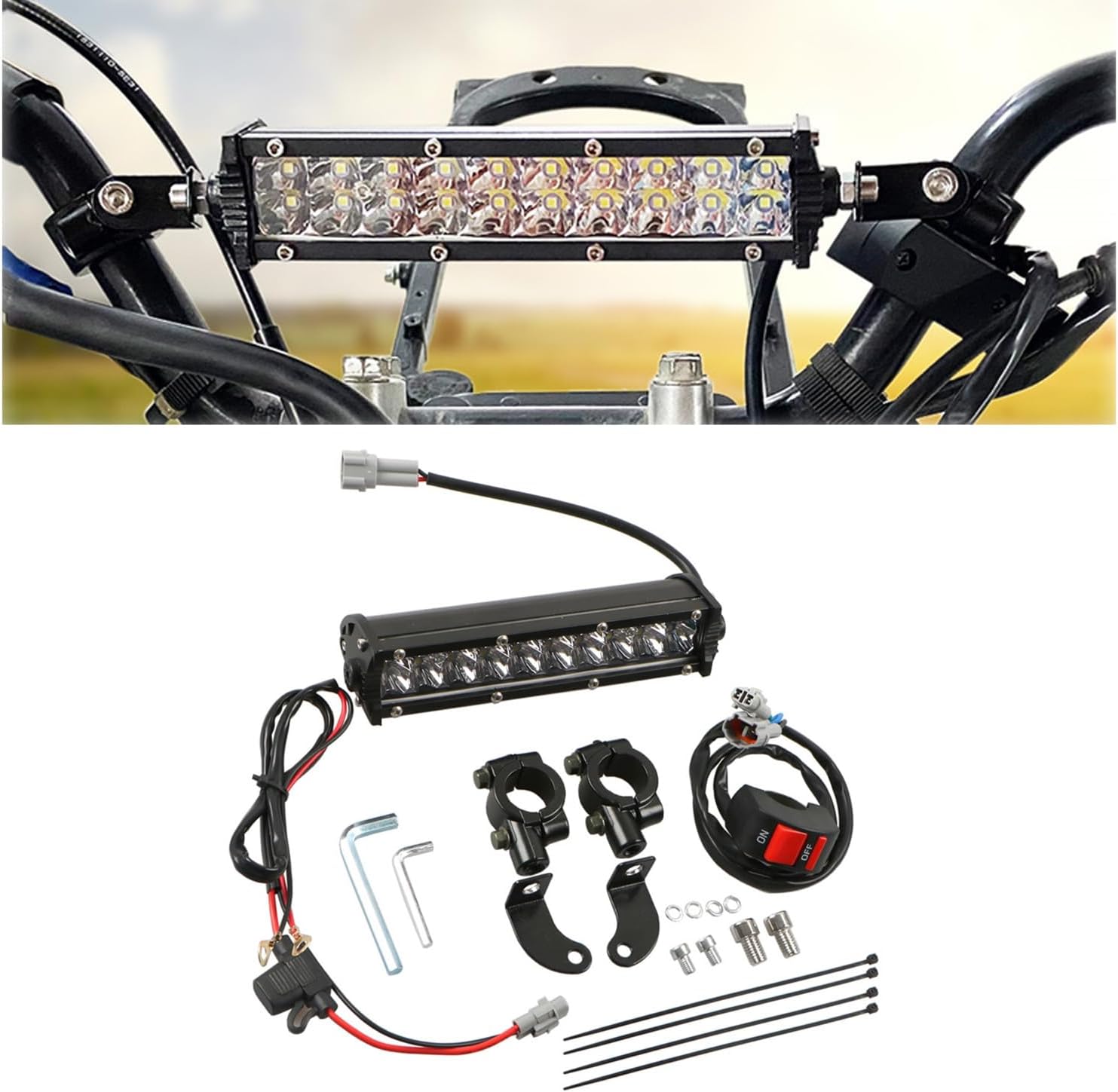 Universal Motorcycle Headlight Pit Bike LED Headlight 60W 2500LM Headlight Assembly For YZ 250F/FX 450F/FX CRF250R/RX CRF450R/RX CRF450X Pit Bike E-bike 7/8 lnch Handlebar