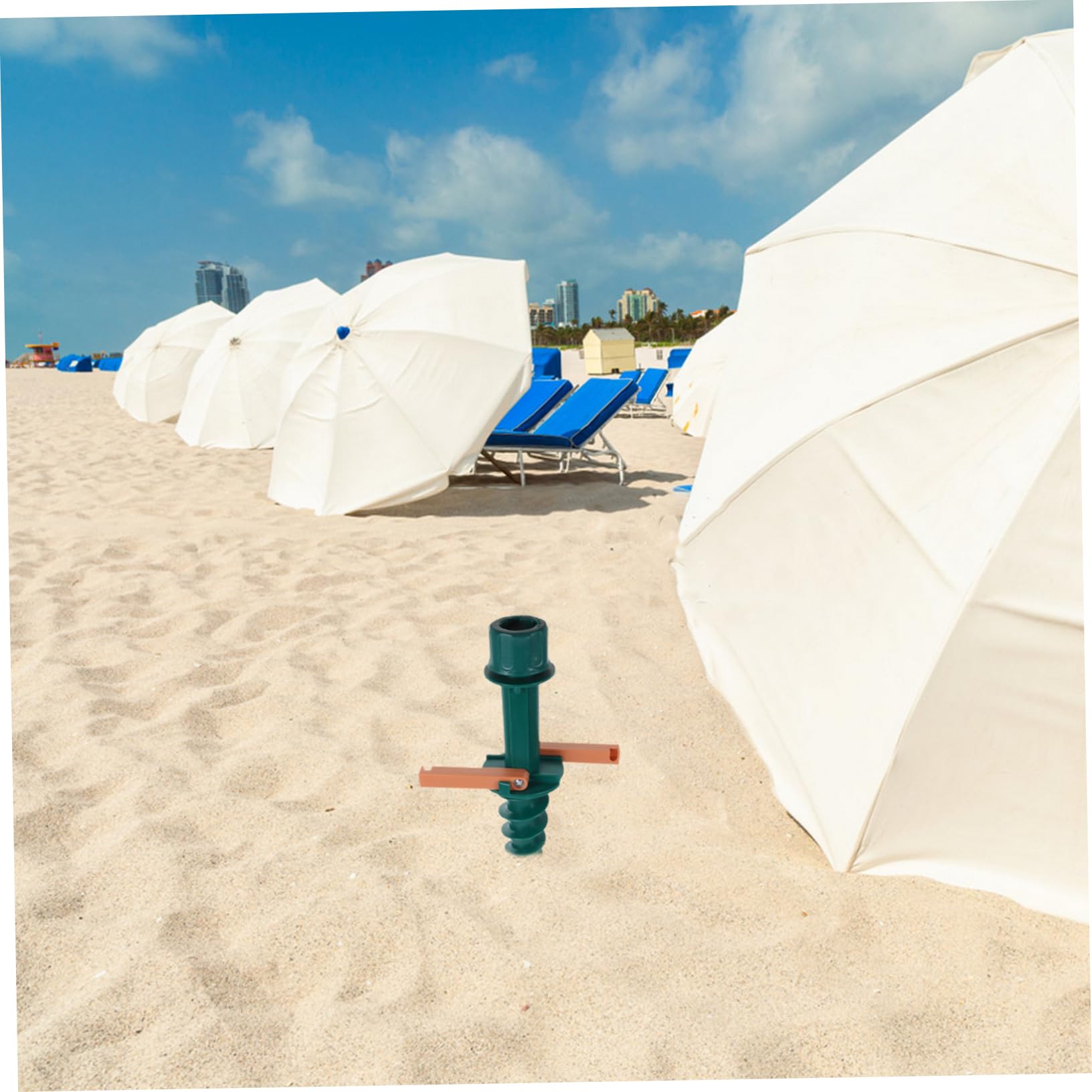 Sombrilla de playa con soporte resistente y sistema de anclaje, sombrilla de playa y clavijas para resistencia al viento, perfecta para proteger el sol al aire libre