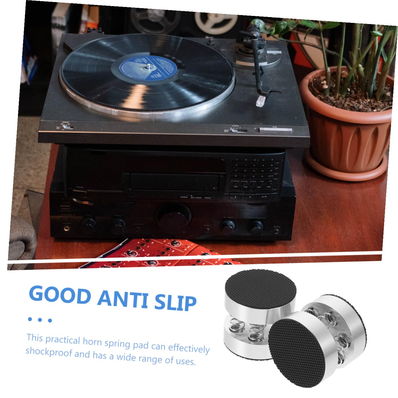 HEMOTON 4pezzi Piedini Molla per Casse Smart Speaker Antiscivolo e Ammortizzatori Vibrazioni in Lega di Alluminio e Gomma per Uso Domestico e Desktop