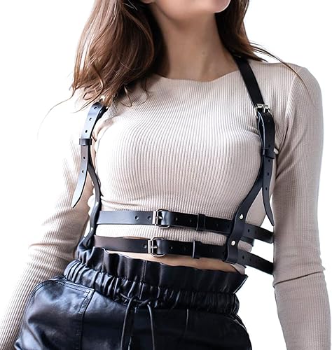 Miniatura 2 de Cinturón de cuero para mujer, cinturón de cintura estilo punk, ajustable, gótico, correas de cintura