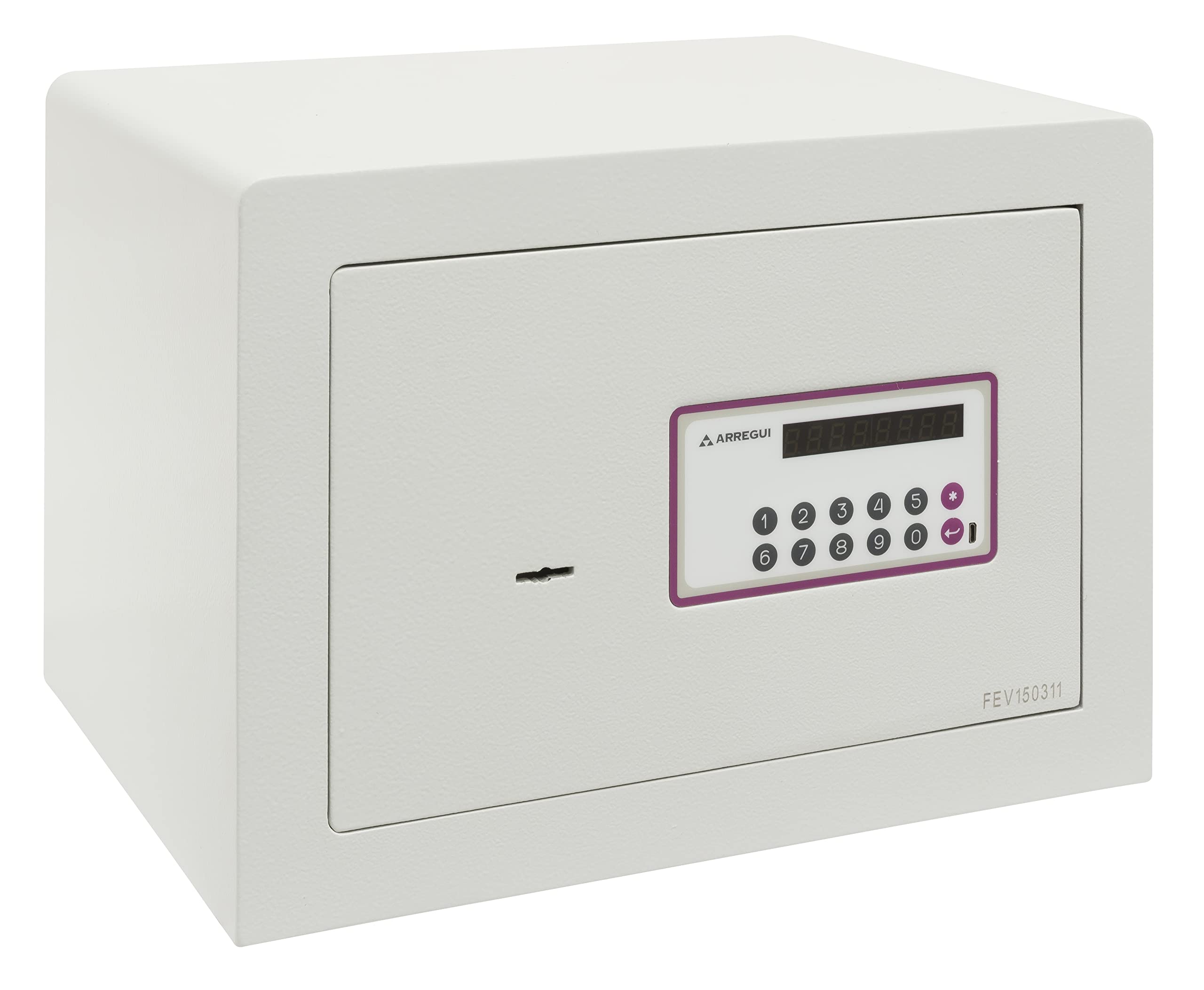 ARREGUI Forma Evolution 150040 Caja fuerte con llave y codigo, facil de usar | Caja de seguridad, apertura con teclado y llave | Caja fuerte electronica para casa, doble seguridad | 27x38,5x30cm | 25L