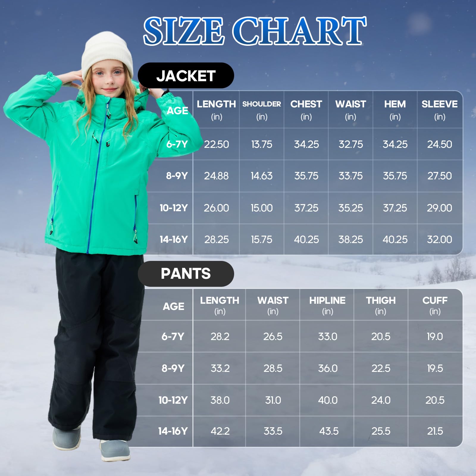 SMONTY SNOWER Tuta da Sci per Bambine con Cappuccio Staccabile, Completo da Sci, Super Caldo, Tuta Invernale per Bambina, Ragazza, Neve, Freddo, Impermeabile, Montagna, Sport Invernali, Regalo