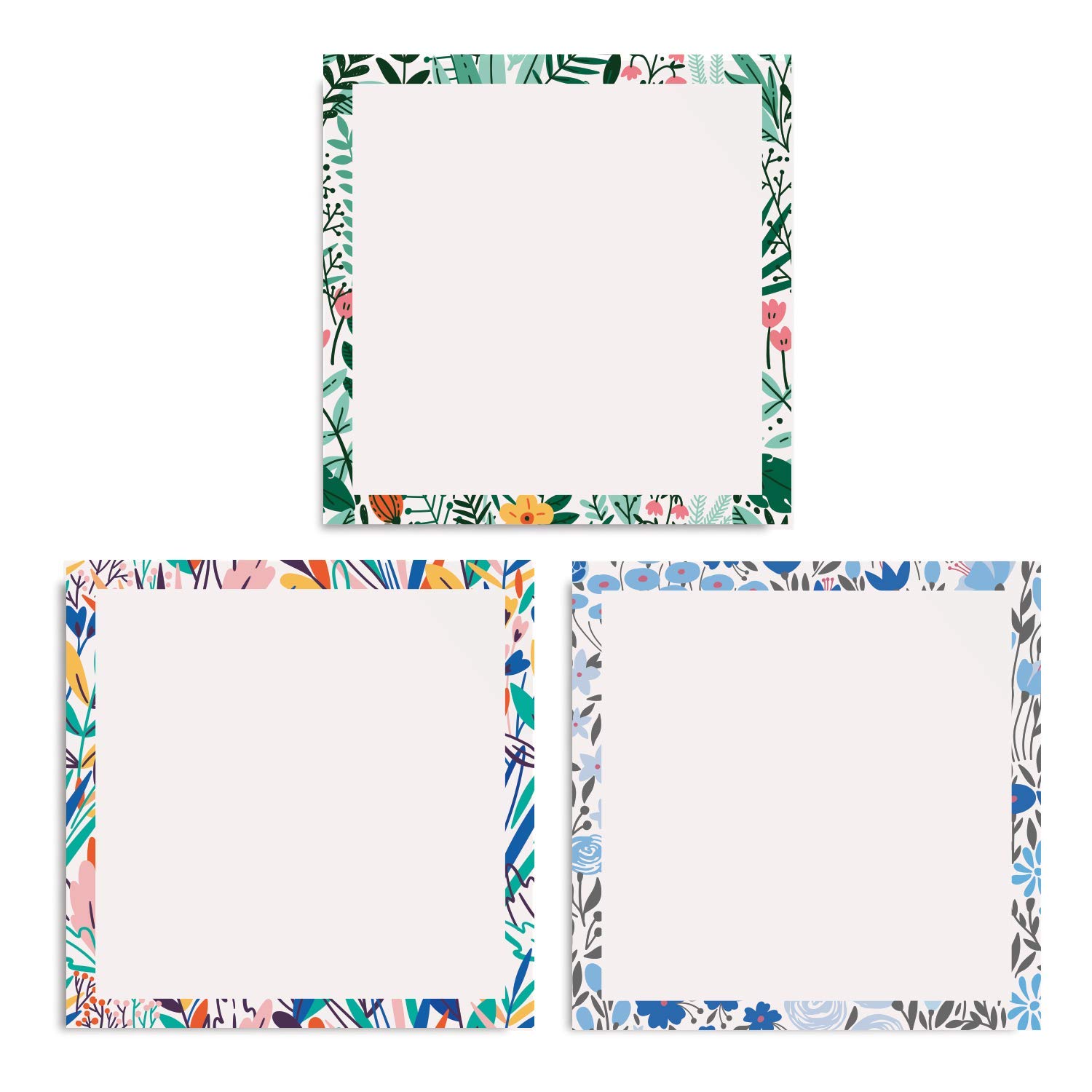 Jot & Mark Floral White Sticky Notes | Distinctive Note Pads with Elegant Floral Prints (Set of six notepads)