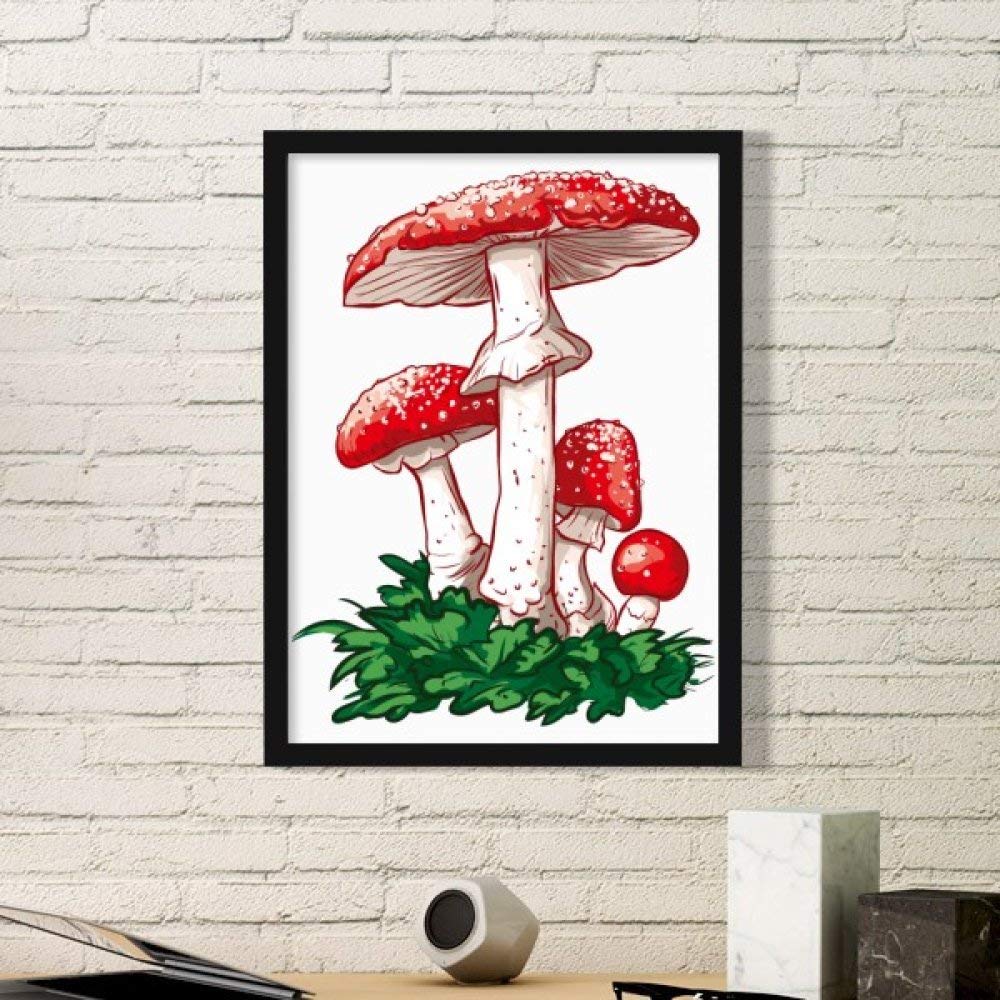 Champignon vénéneux cadre image peinture estampe noir