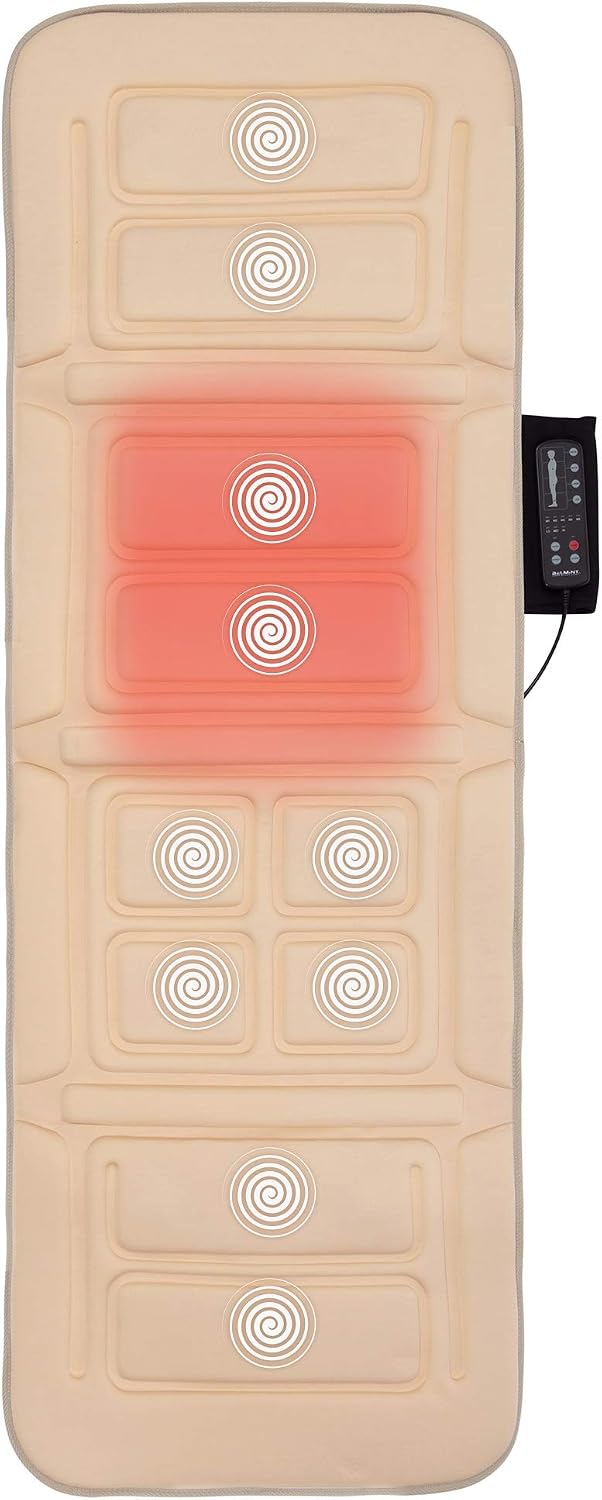 Belmint Full Body Vibrating Mat - 10 Motor Vibration Mattress Pad with Warmth for Back Pain Relief - Neck, Back, Lumbar, Calf, Legs Muscle Relaxation