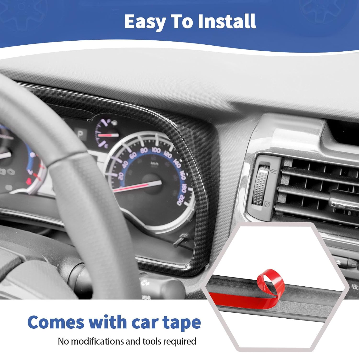 RT-TCZ for 4Runner Console Instrument Panel Dash Gauges Cluster Trim Cover for Toyota 4Runner 2010-2023 Carbon Fiber Interior Accessories