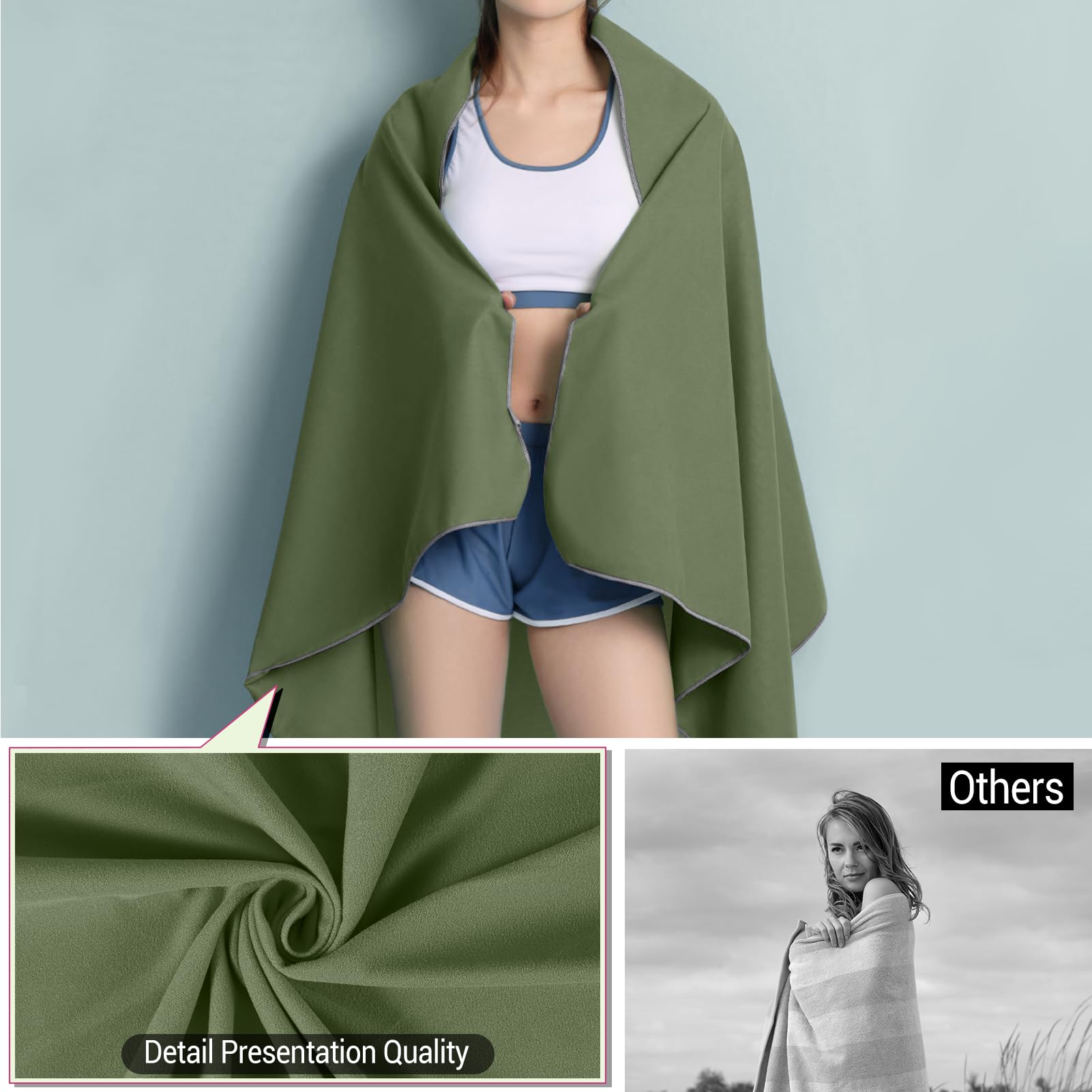 Asciugamano In Microfibra, 6 Diverse Dimensioni, Perfetto Per B 435235 - Foto 11