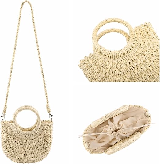Amazon.com: Ayliss Bolso de mano de paja para mujer, mini bolso de mano de  ratán, para verano, playa, bolso cruzado con asa superior, bolso de mano,  Beige, talla única : Ropa, Zapatos