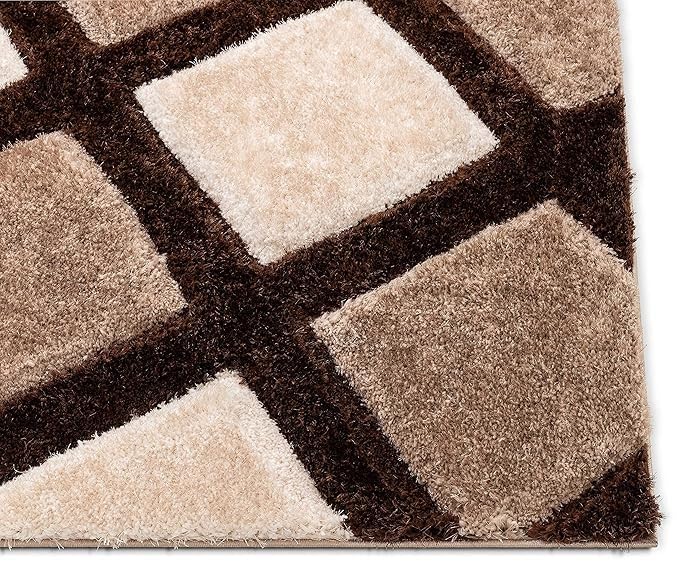 Image of Carpet for Living Room 5X7 FEET Modern Soft Shaggy Carpet Thick, Fluffy & 2 inch Pile Shag Rug for Your Kids Room, Bedroom & Livingroom (Brown Black)