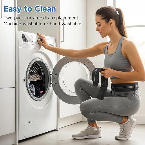 Miniatura 7 de Paquete de 2 cinturones de correr para mujeres y hombres, esenciales para correr, soporte de teléfono para correr, cinturón delgado, cinturón de