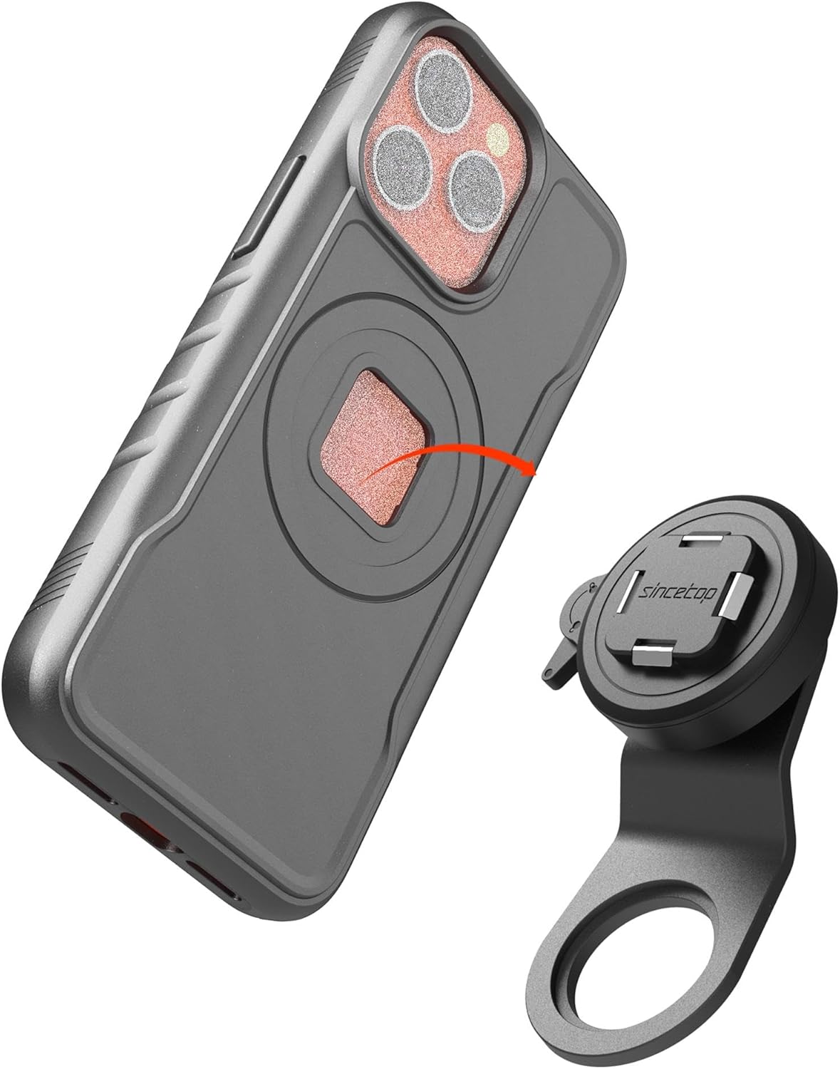 sincetop Series Q [ Quad ] Bike Stem Phone Mount + Magnetic Case Compatible with iPhone 15 Pro Max