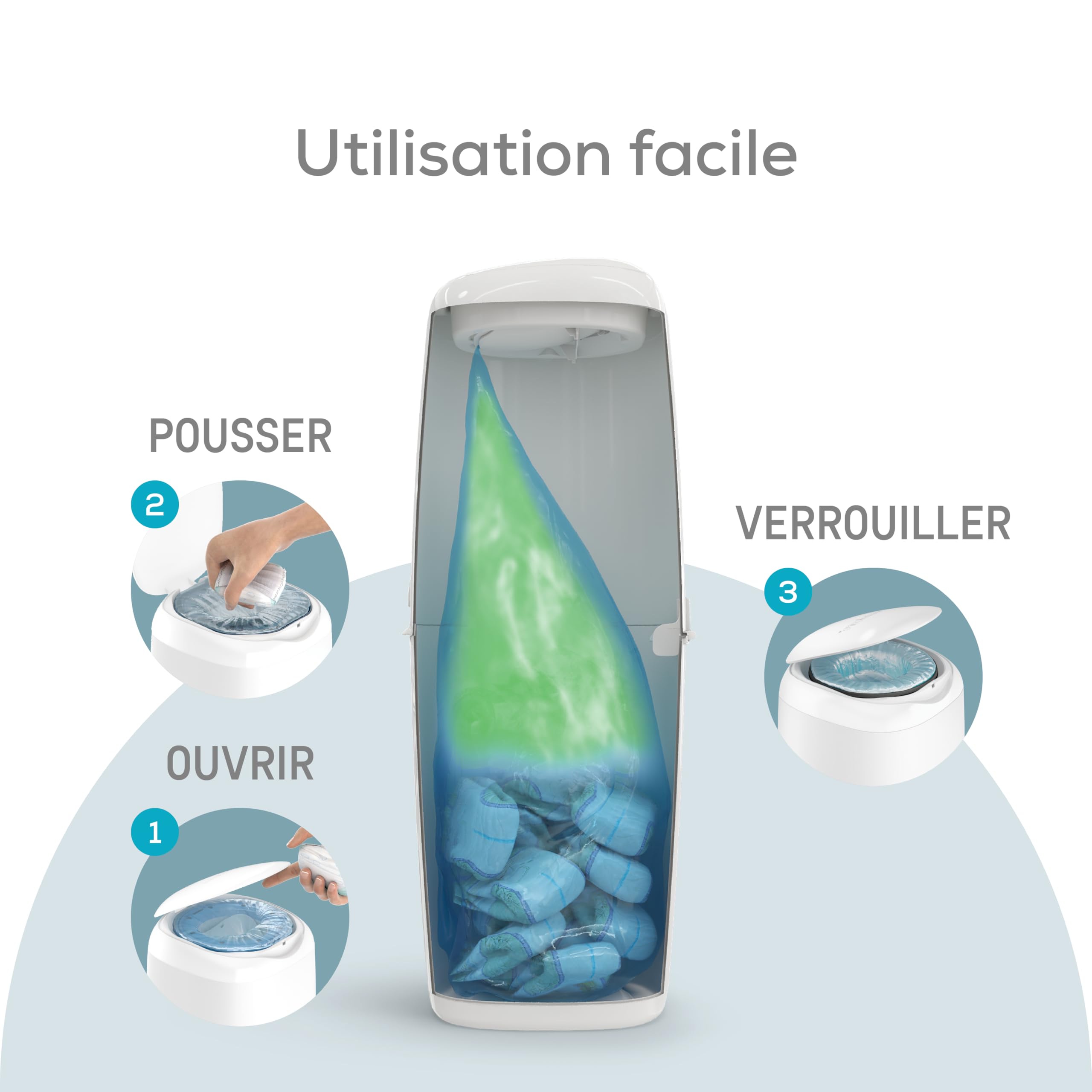 Angelcare Poubelle à Couches Classic XL avec Recharge Octogonale Anti-Odeur Haute Capacité (1 Mois - 190 Couches Taille 0)