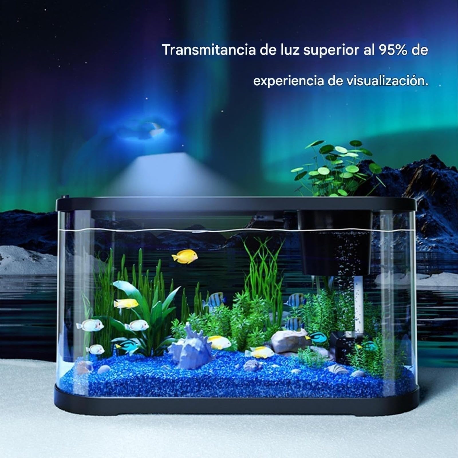 Kit Acquario Piccolo Acquario per Pesci Betta e Principianti, Vasca decorativa Silenziosa per Tartarughe e Animali Acquatici, Acquario da Scrivania Trasparente