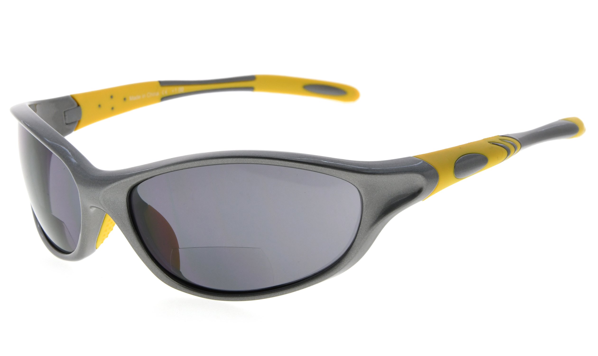 Eyekepper TR90 Frame Bifocal Sports Sunglasses Baseball Running Fishing Driving Golf Softball Hiking Sunshine Readers (Pearly Grey, 1.00)
