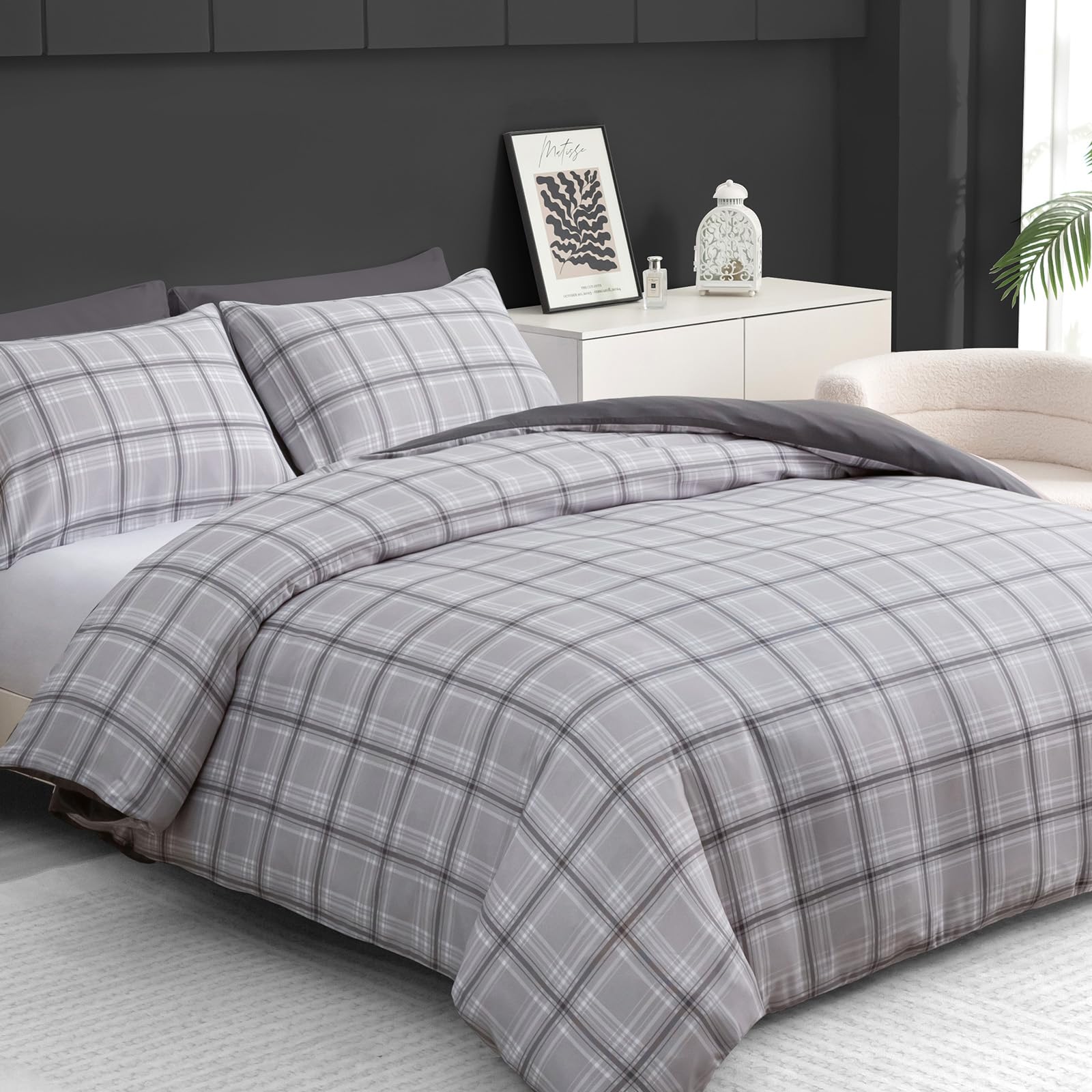 Pamposh King Size Duvet Cover Sets – Brushed Microfiber Kingsize Duvet Cover Sets - Hypoallergenic Quilt Cover Bedding Sets 3 Pcs With Zipper Closure For All Seasons
