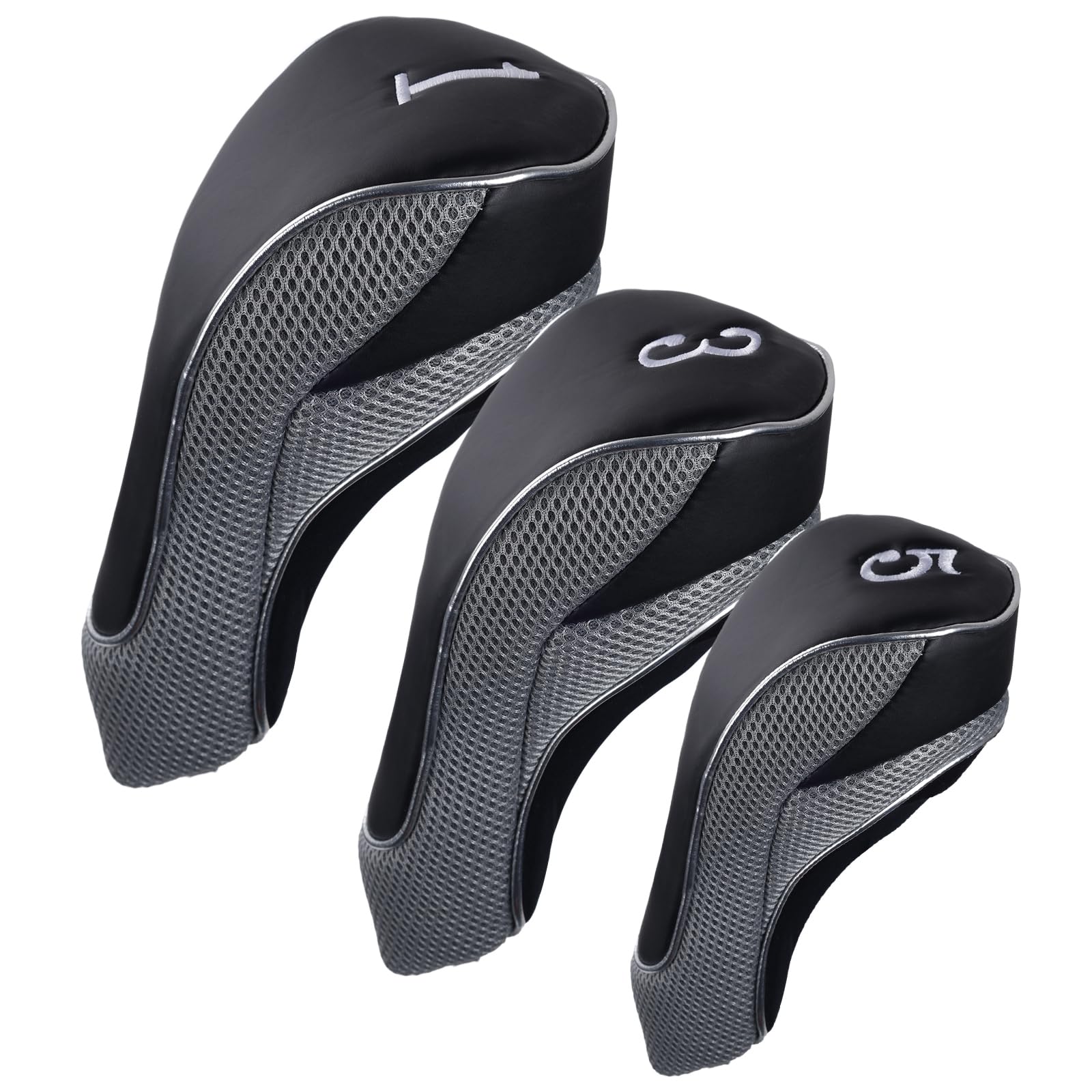 Andux Golf Club Driver Wood Head Covers with Hook & Loop Set of 3