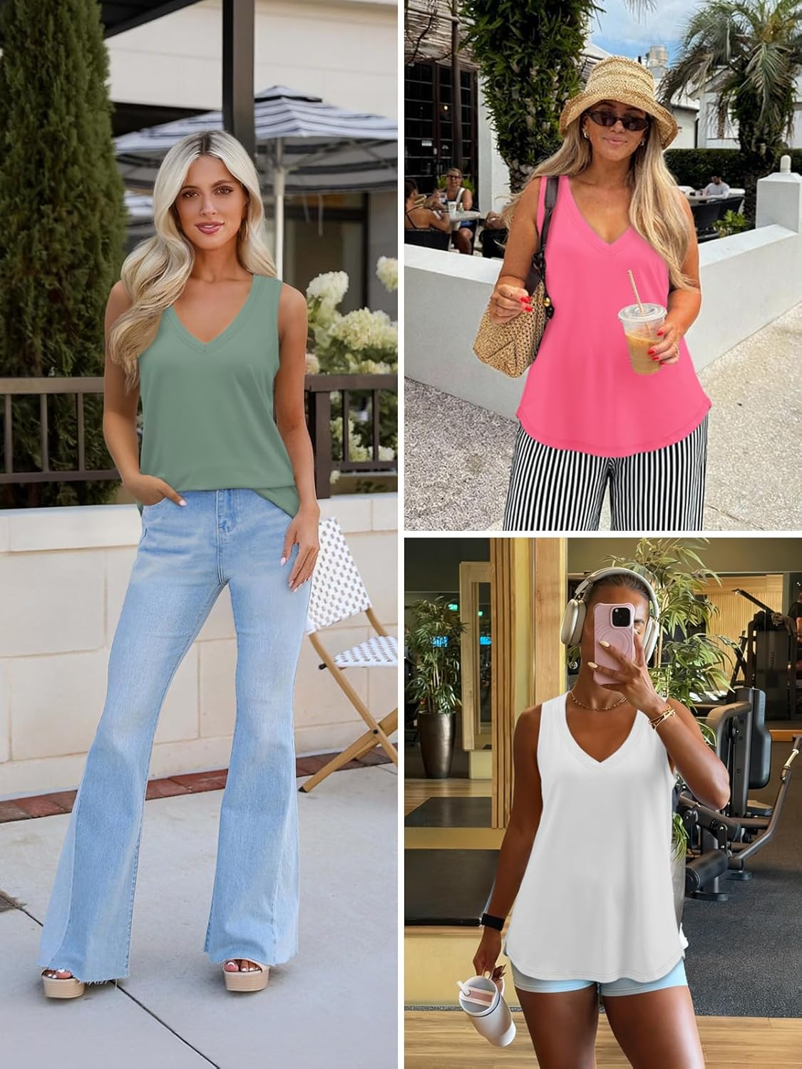 ATHMILE Womens Tank Tops Spring Summer Deep V Neck Beach Vacation Clothes Flowy Sleeveless Workout Teen Girls Shirt 2026 - Image 2