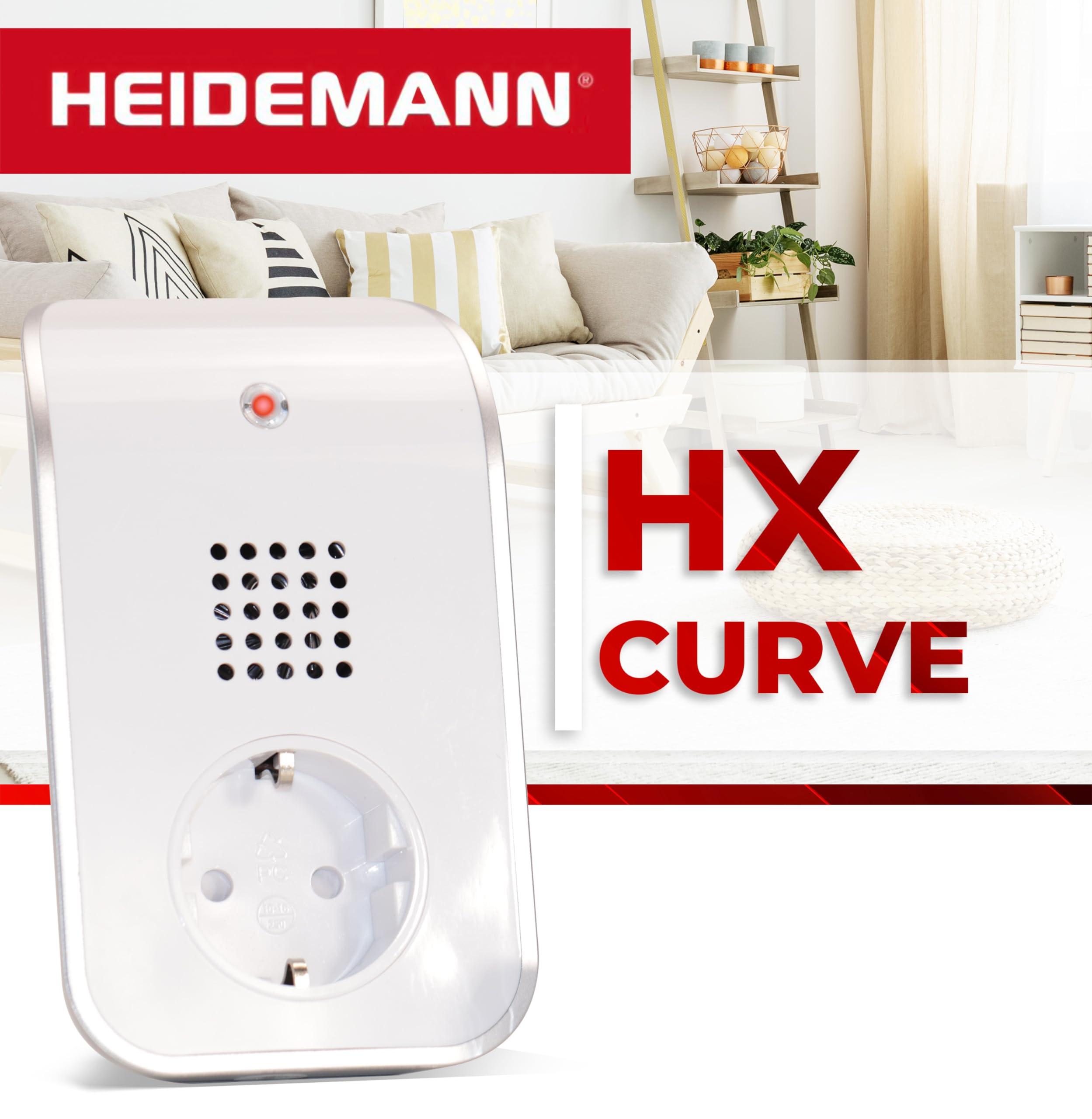HEIDEMANN Funkklingel Set HX Curve - Erweiterbare Klingel mit Steckdosenanschluss - Funk Klingel - inkl. Sender & Empfänger - HX Türklingel -weiß
