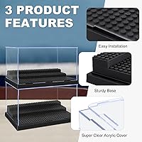 Vista 2 de Cajas de exhibición para minifiguras, 2 cajas de exhibición de minifiguras ajustadas para figuras de bloques, cajas de minifiguras con 3 soportes