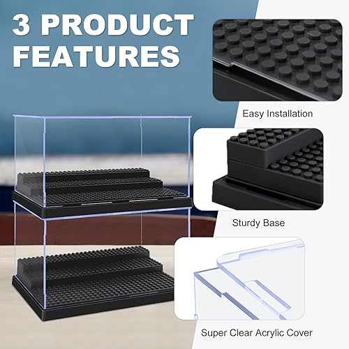 Miniatura 2 de Cajas de exhibición Pokiiulk para minifiguras, 4 cajas de exhibición para minifiguras, encajan para figuras de bloques, cajas para minifiguras con 3