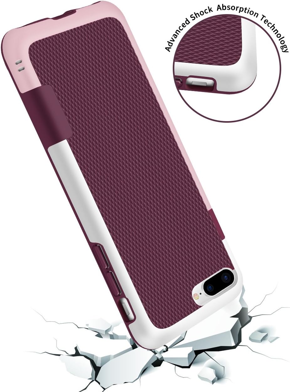 iPhone 7 Plus Case, GOSHELL Ultra Hybrid Impact 3 Color Shockproof Anti-Scratch Protective Bumper Case Flexible Slim Fit Durable Soft TPU & Hard PC Cover for Apple iPhone 7 Plus(5.5 Inch) - Wine Red