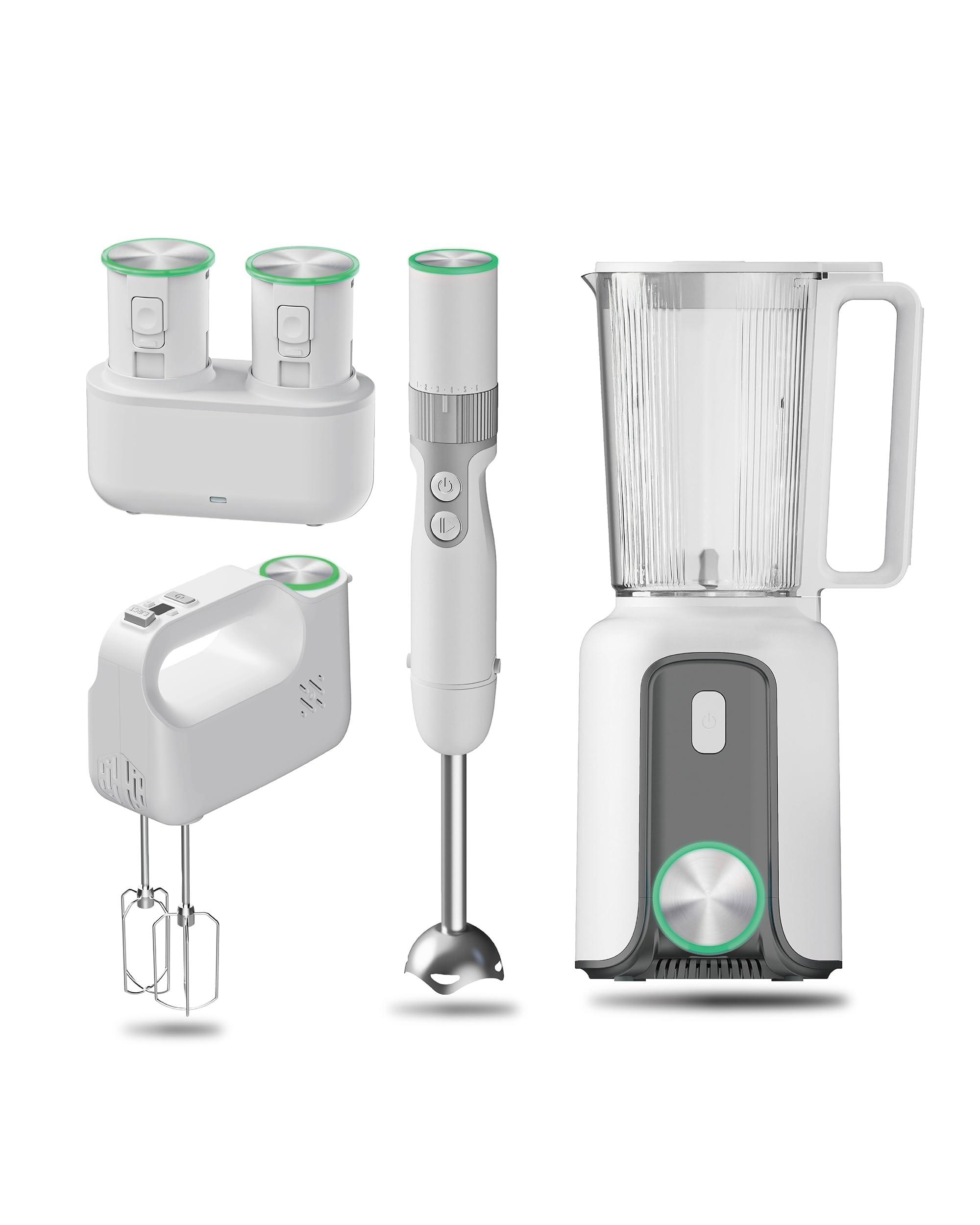 3-in-1 Cordless Kitchen Gift Set - Rechargeable Hand Blender, Mixer & Smoothie Maker with Fast Charger | Perfect for Home Cooking, Baking & Healthy Drinks | Includes 2 Batteries | Housewarming Gift