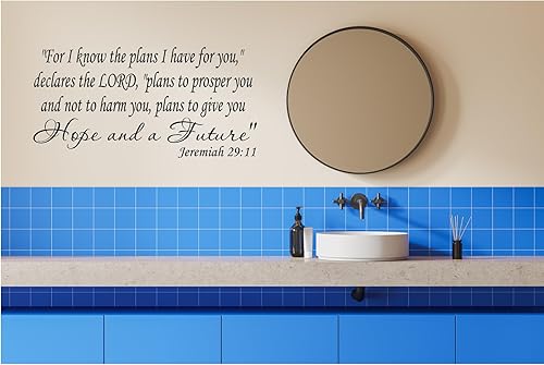 Scripture Wall Art - Calcomanía de pared con versículo bíblico de Jeremías 29:11 V3, for I Know The Plans I Have for You Declares The Lord Plans to