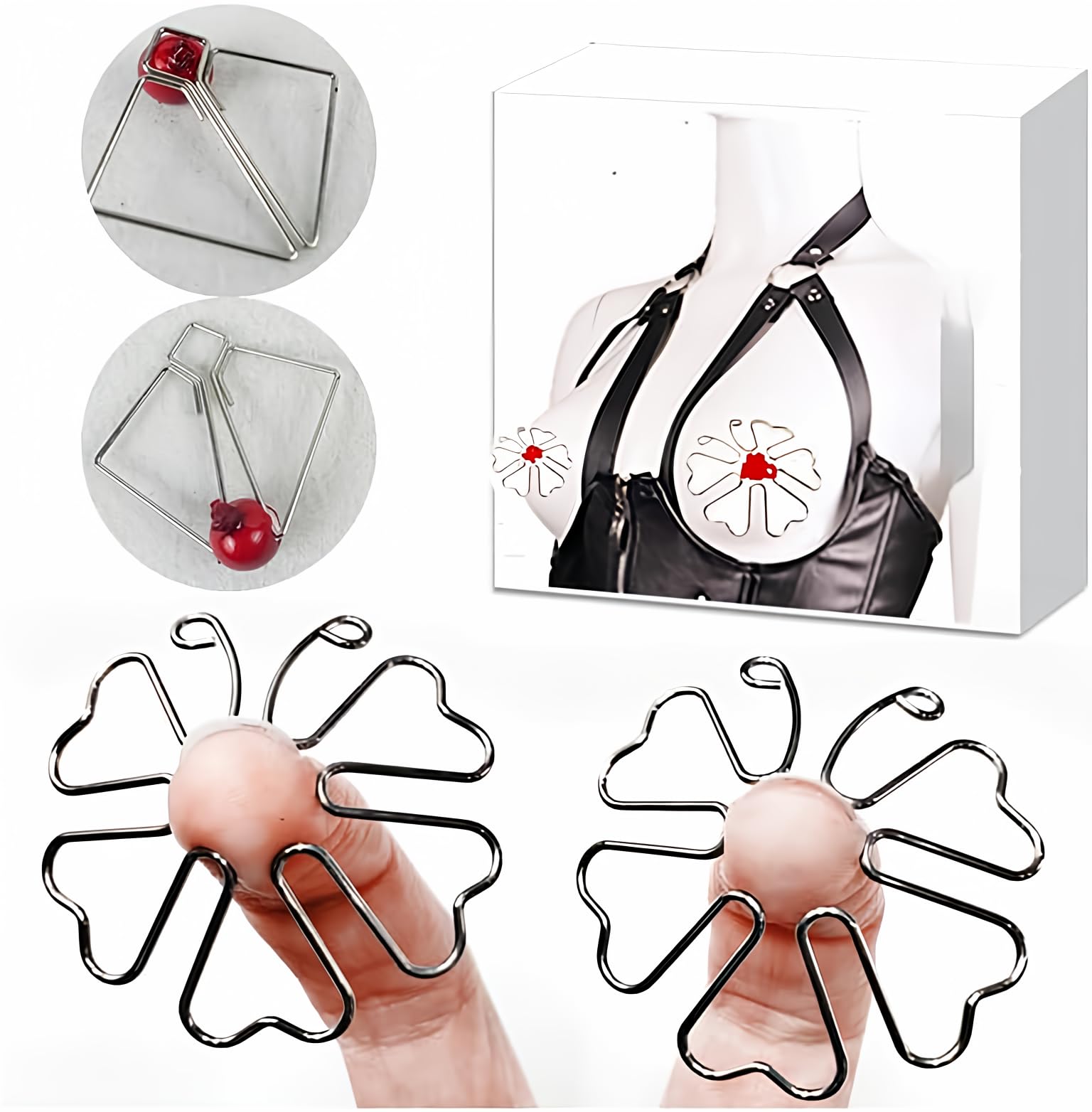 Adult Invisible Nipple Pinches, Adjustable Non-Piercing Nipple Clamp Breast Clips, BDSM Foreplay Flirting Clitoral Clamp Toys for Women Female Men Male Unisex Couples (A)