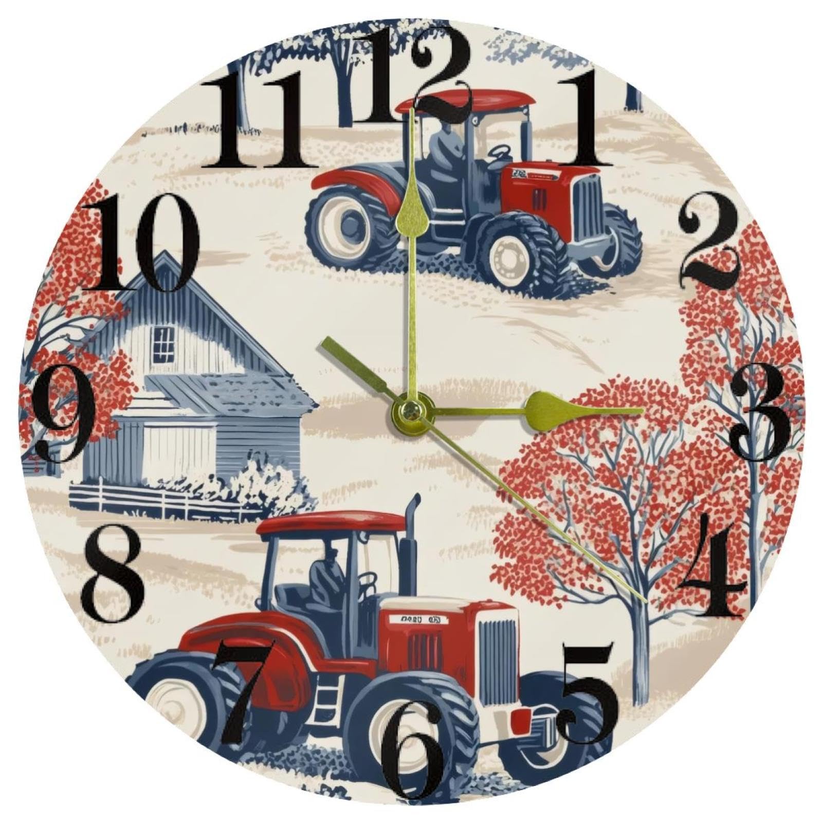 Horloge murale de ferme rustique et silencieuse en bois pour cuisine
