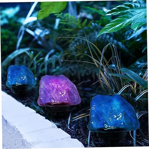 Miniatura 7 de IWOWHERO Lámpara de césped LED de paisaje luz solar al aire libre paisaje roca luces de diseño adoquines luz solar jardín lámpara solar al aire