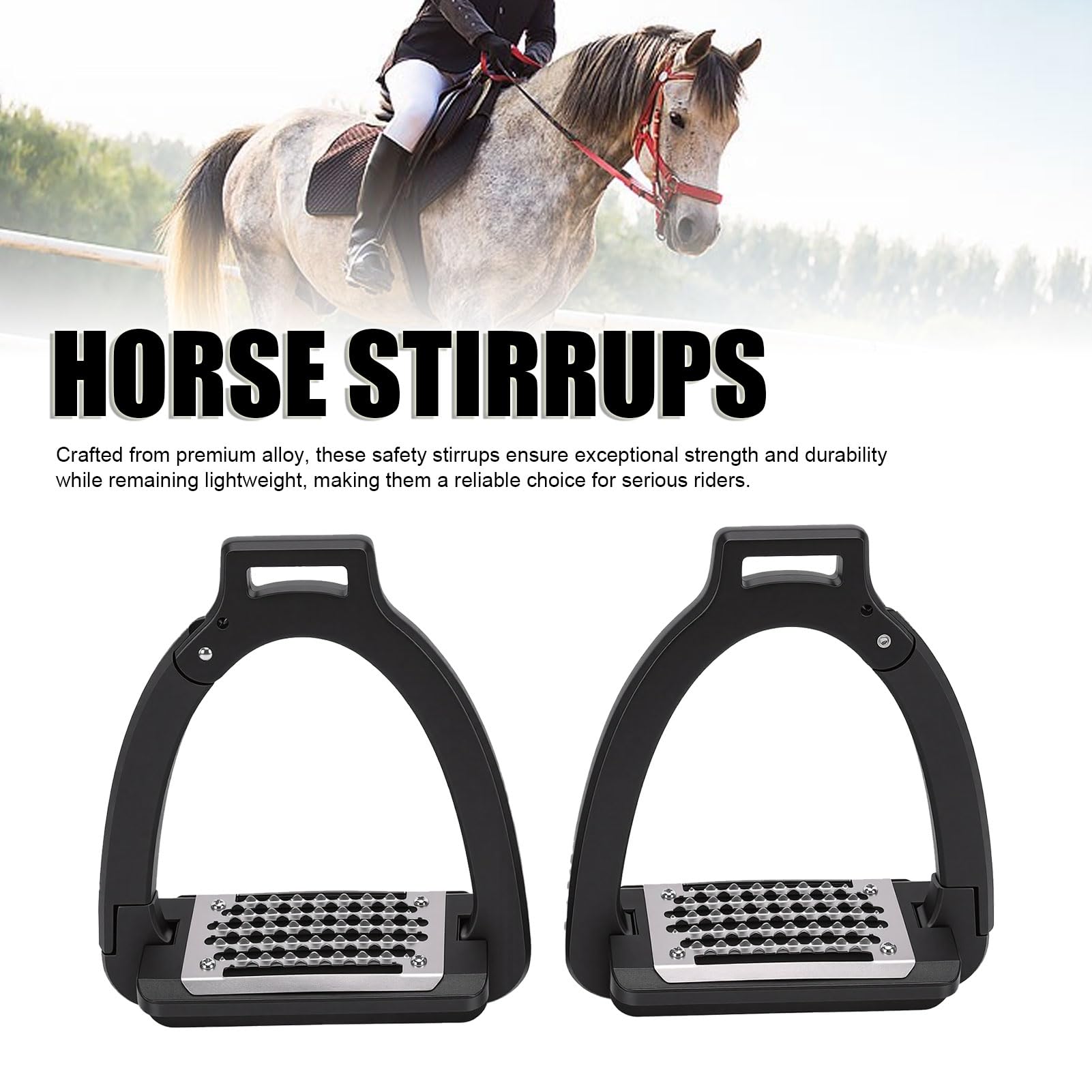 HEEPDD Estribos para Caballo, Apertura Lateral y Almohadillas Antideslizantes, estribos de aleación Ligera para Entrenamiento equino, Doma clásica y Salto